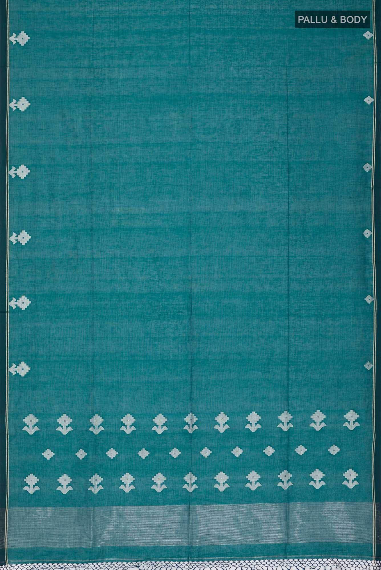 Anuradha-Bluish Green Bengal Cotton saree