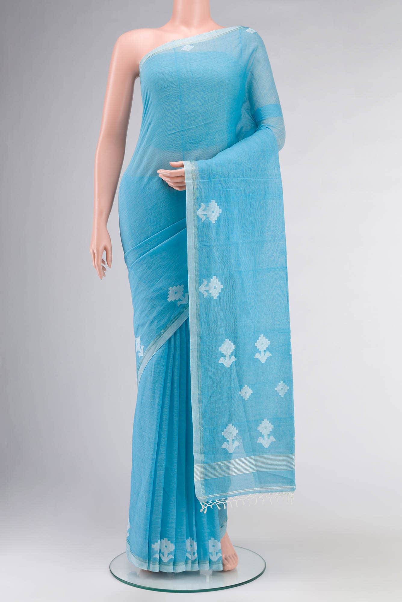 Anuradha-Sky Blue Bengal Cotton saree