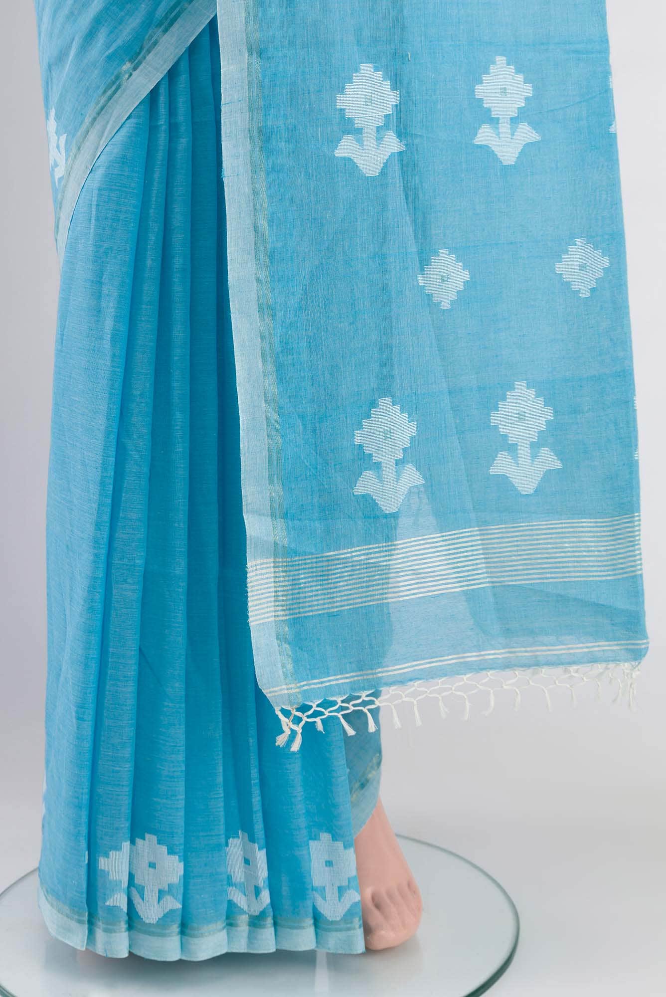 Anuradha-Sky Blue Bengal Cotton saree