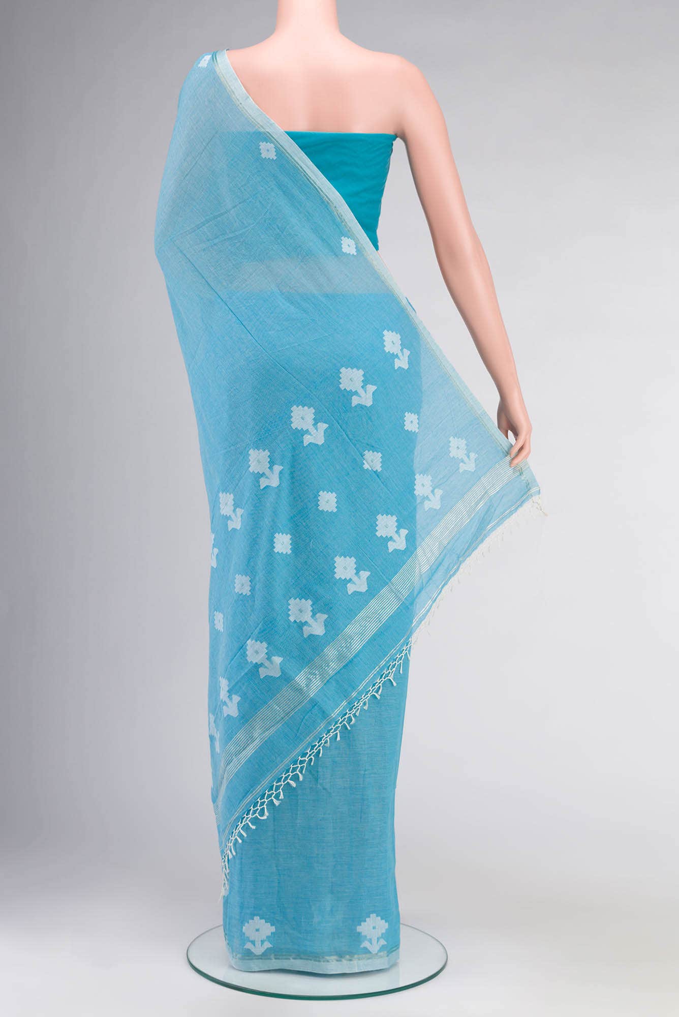 Anuradha-Sky Blue Bengal Cotton saree