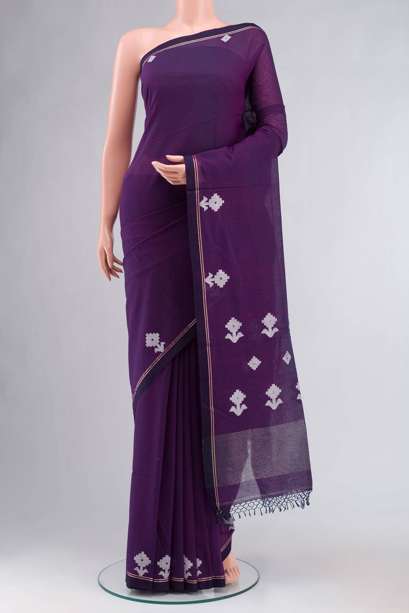 Anuradha-Deep Violet Bengal Cotton saree