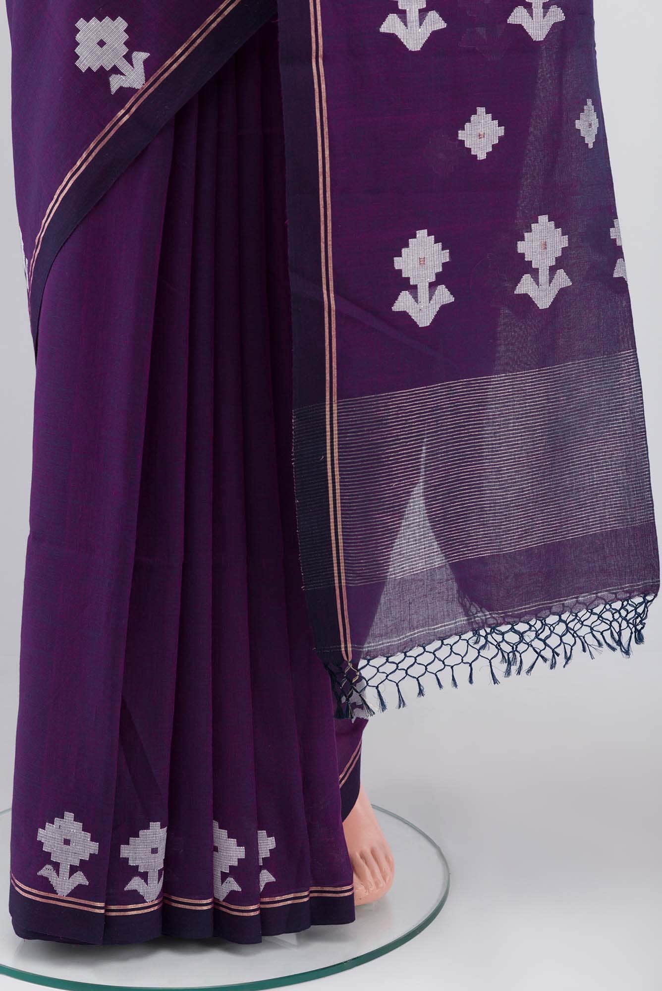 Anuradha-Deep Violet Bengal Cotton saree