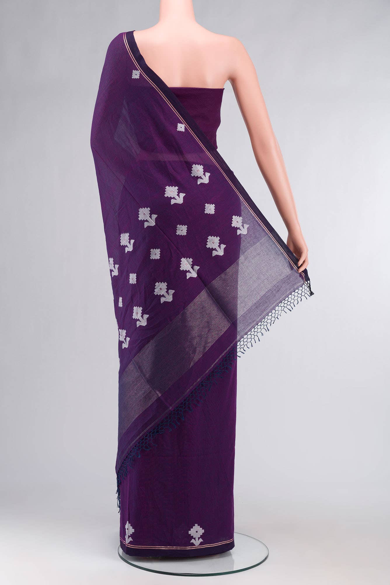 Anuradha-Deep Violet Bengal Cotton saree