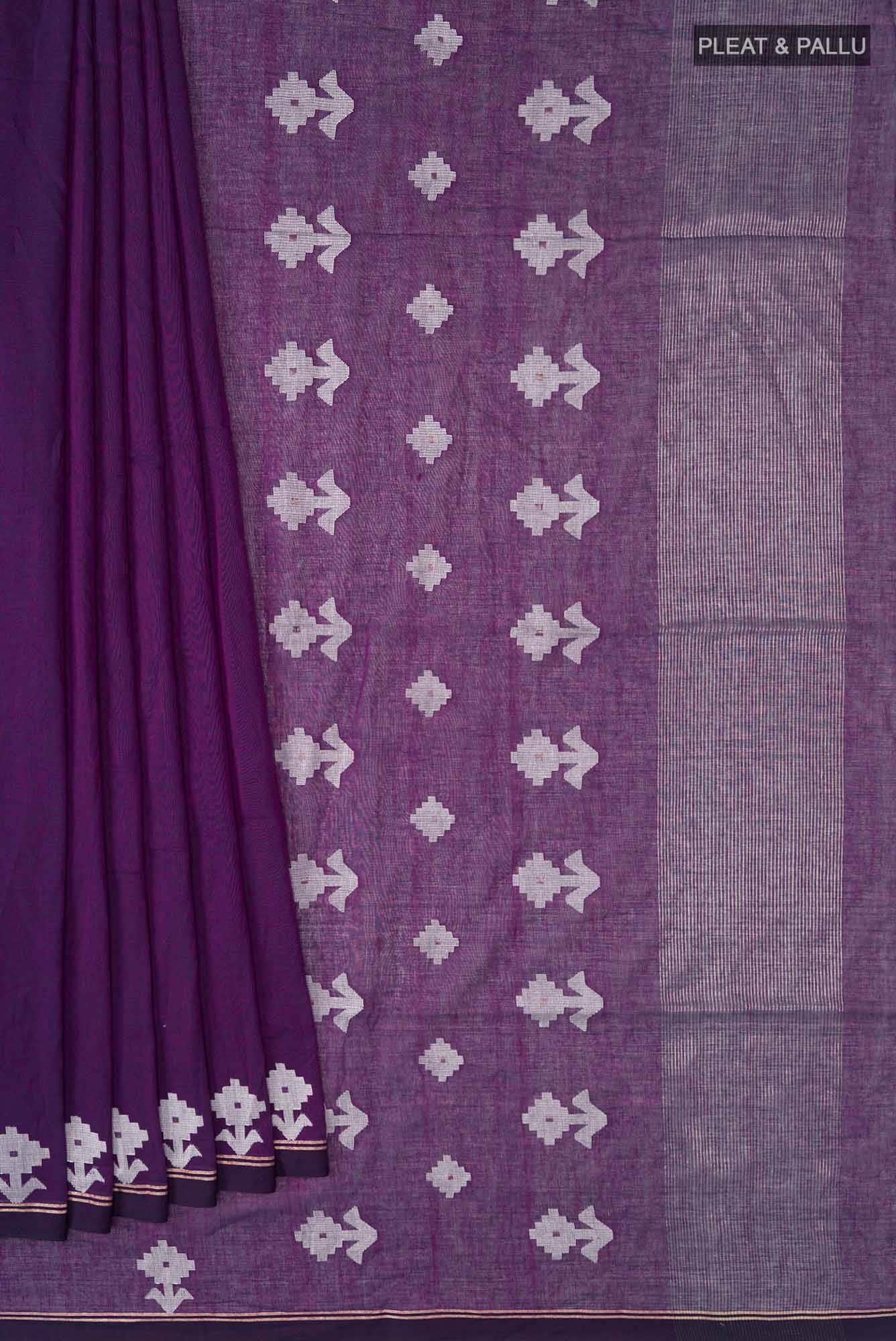 Anuradha-Deep Violet Bengal Cotton saree