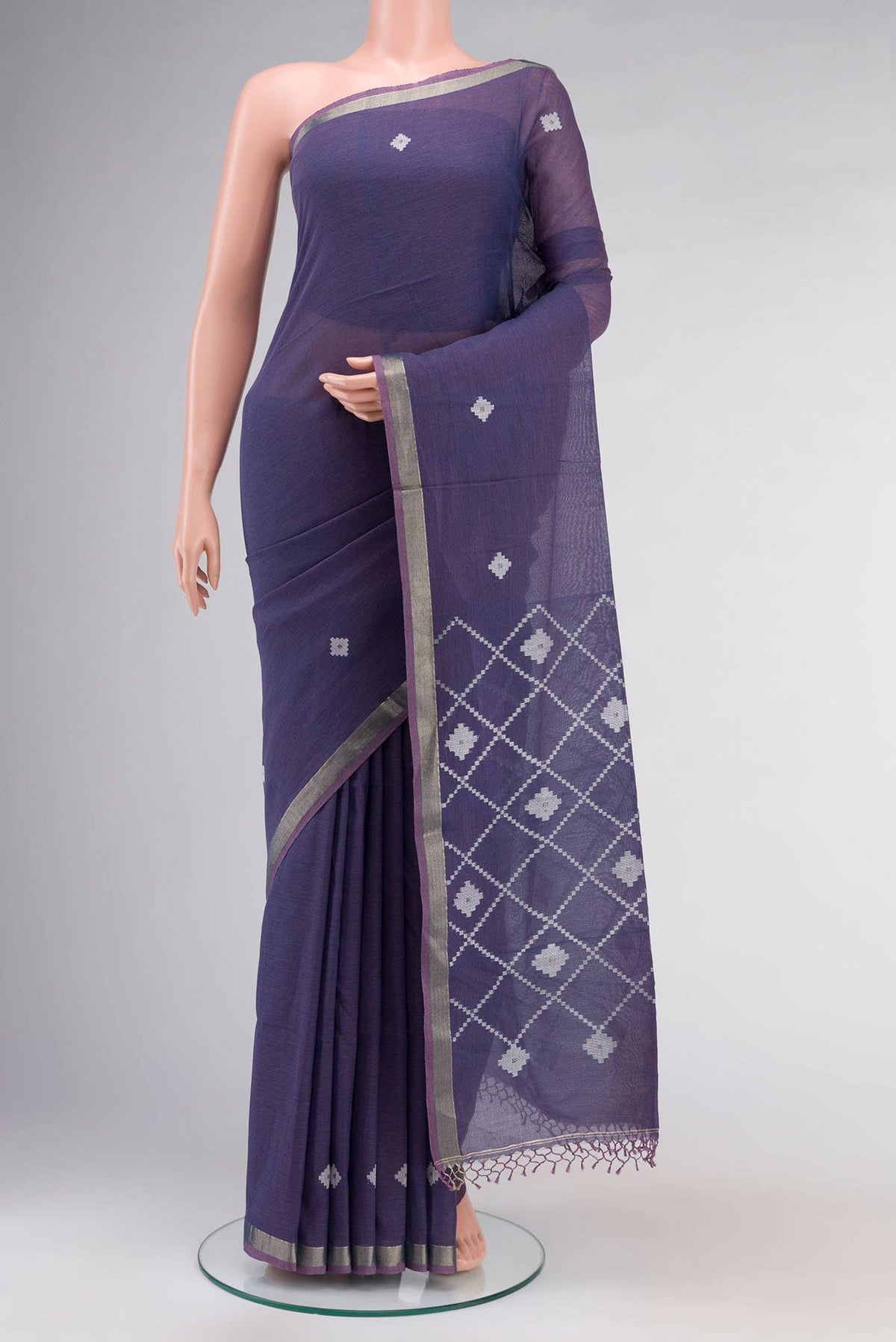 Suchitra-Violet Indigo Bengal Cotton saree