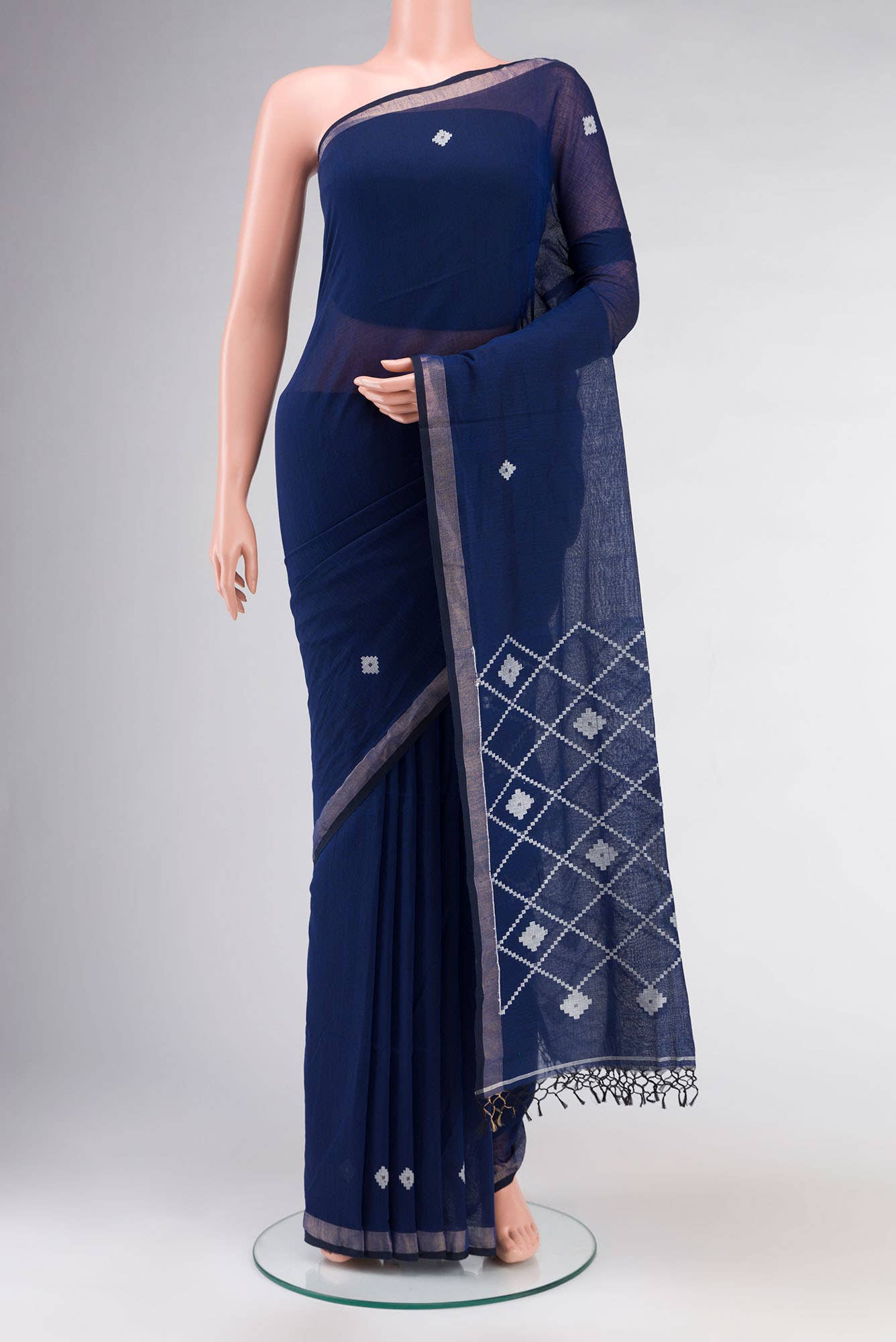 Suchitra-Navy Blue Bengal Cotton saree