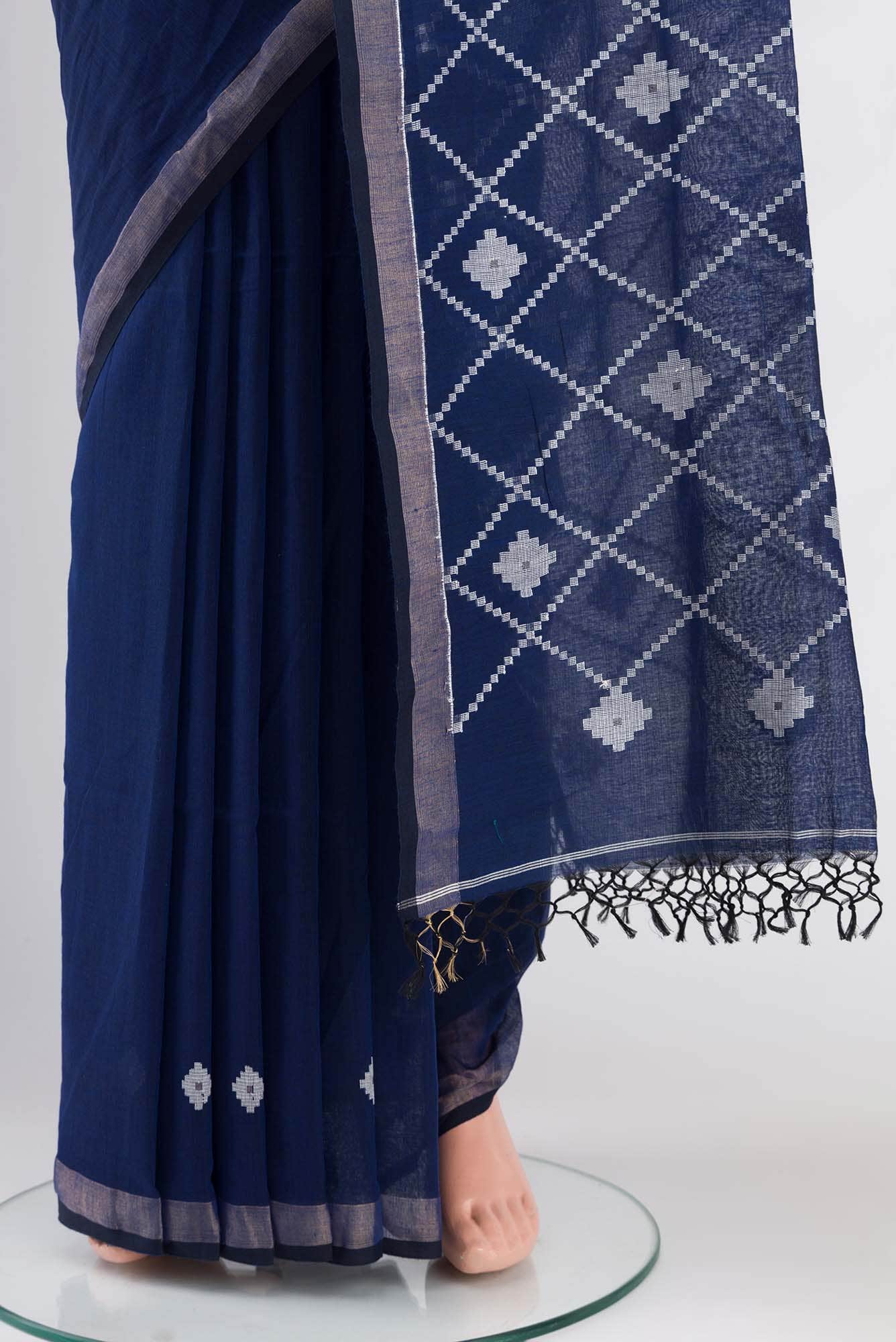 Suchitra-Navy Blue Bengal Cotton saree
