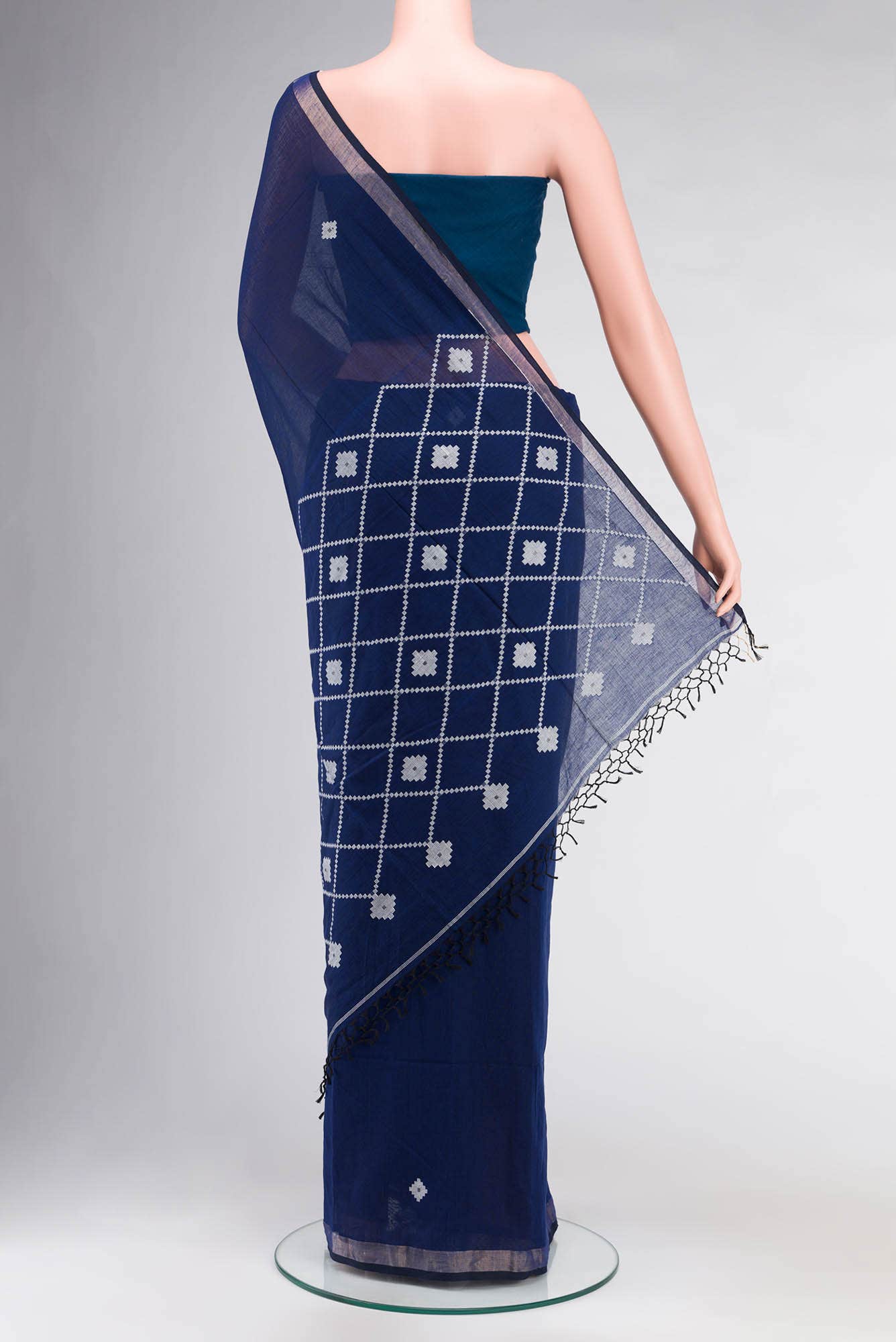 Suchitra-Navy Blue Bengal Cotton saree