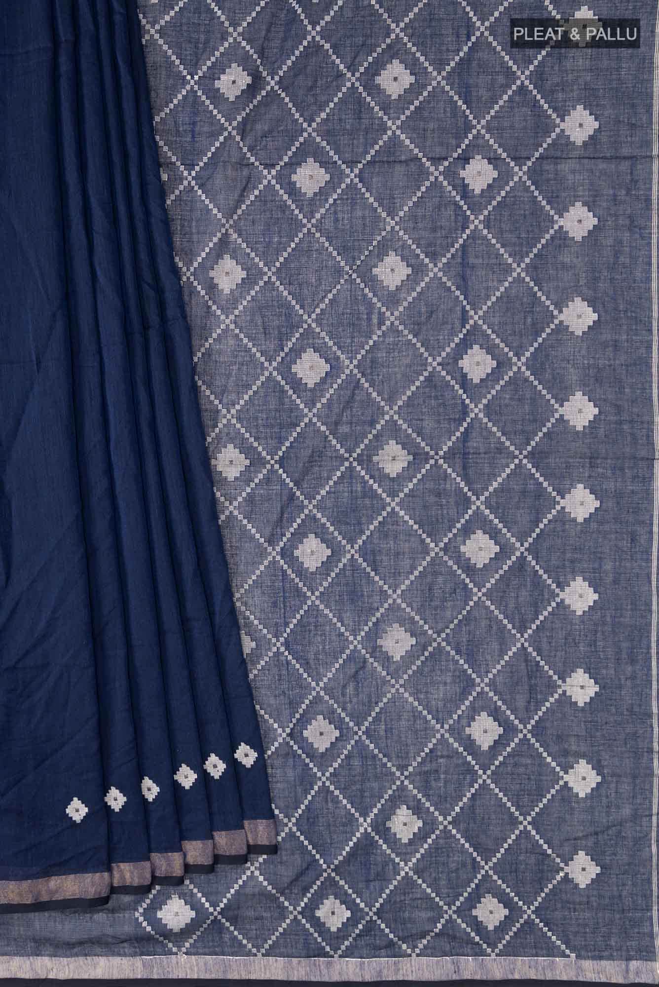Suchitra-Navy Blue Bengal Cotton saree