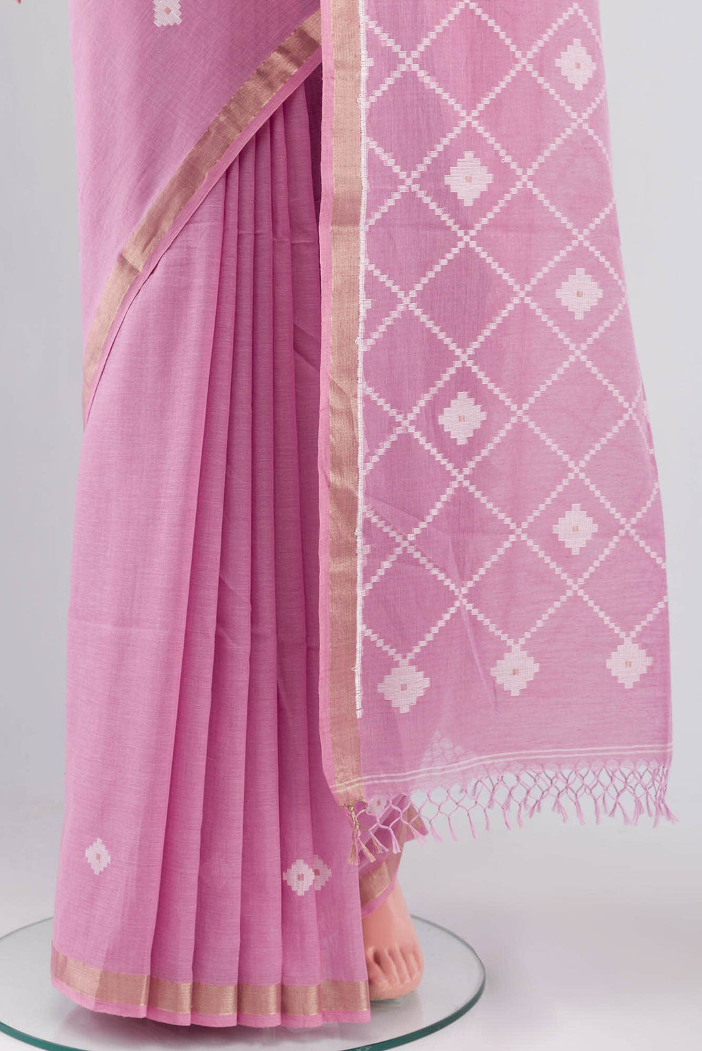 Suchitra-Light Pink Bengal Cotton saree