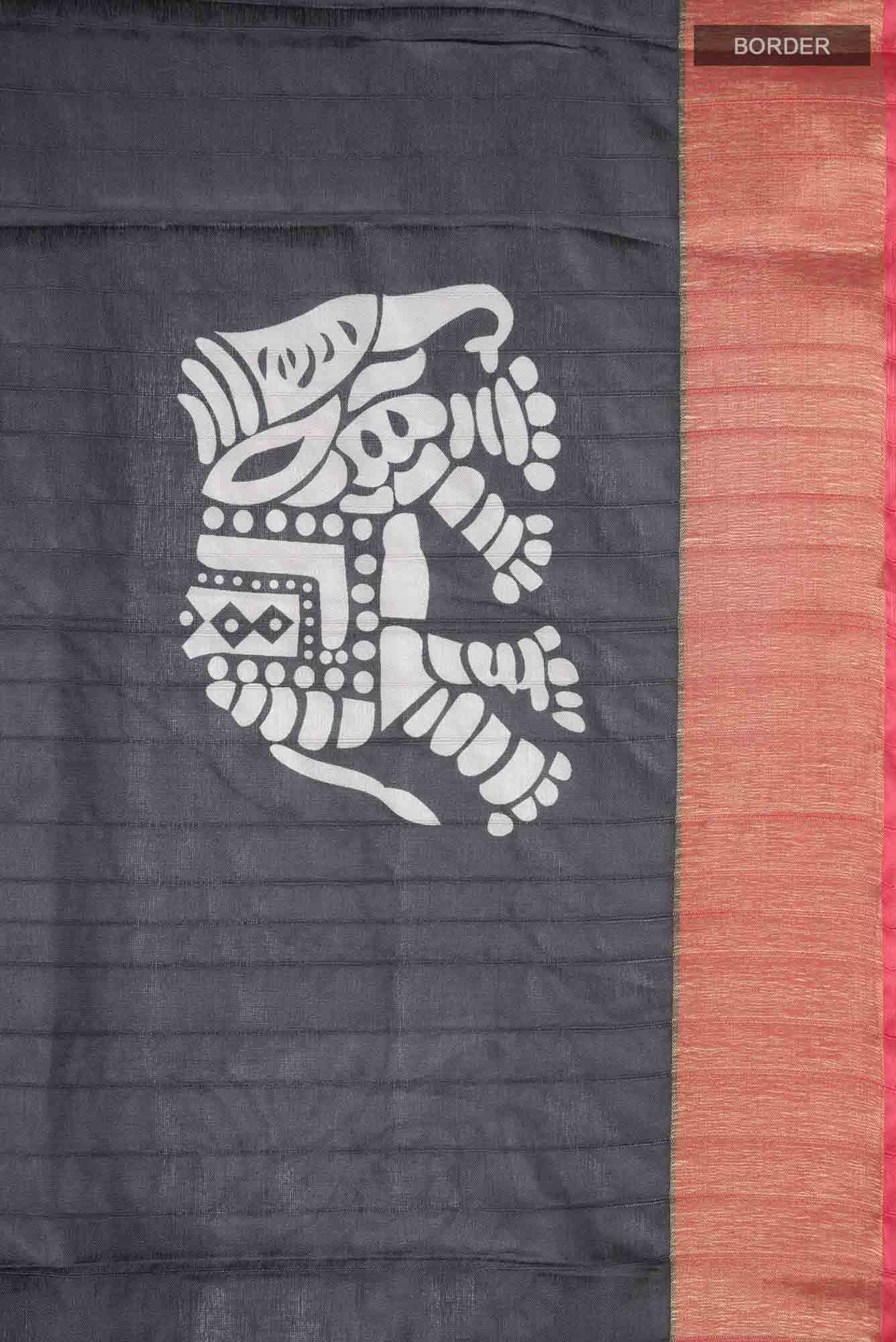 Grey Blended Tussar Silk Saree