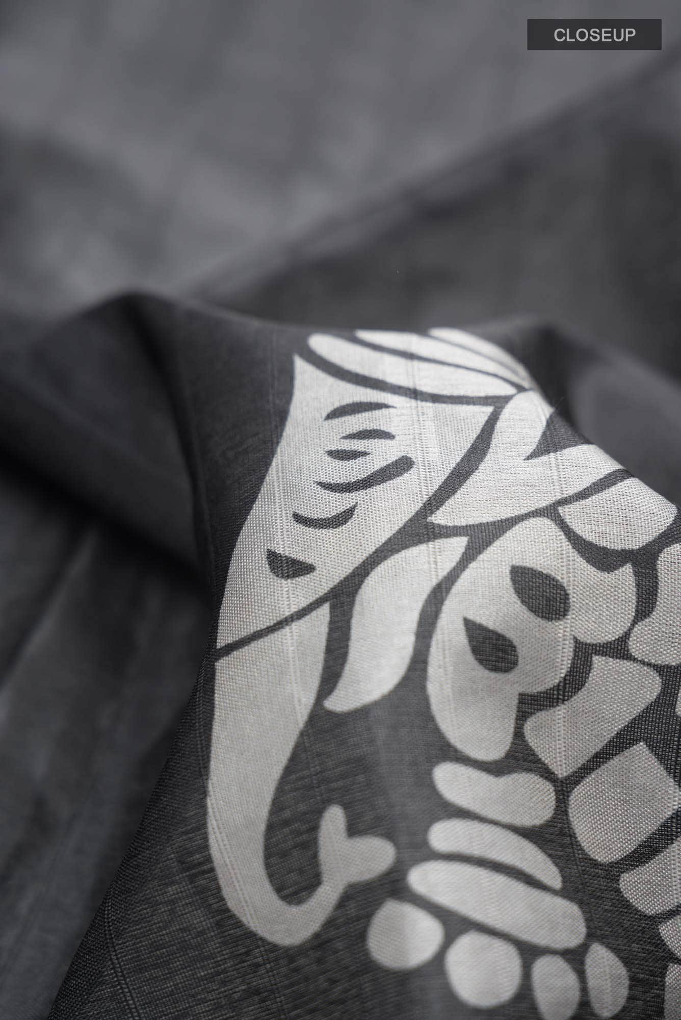 Grey Blended Tussar Silk Saree