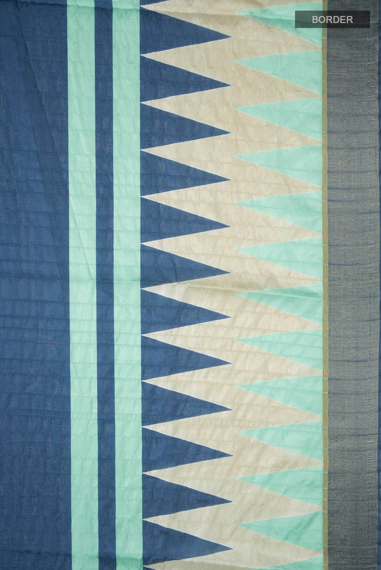Blue Blended Tussar Silk Saree