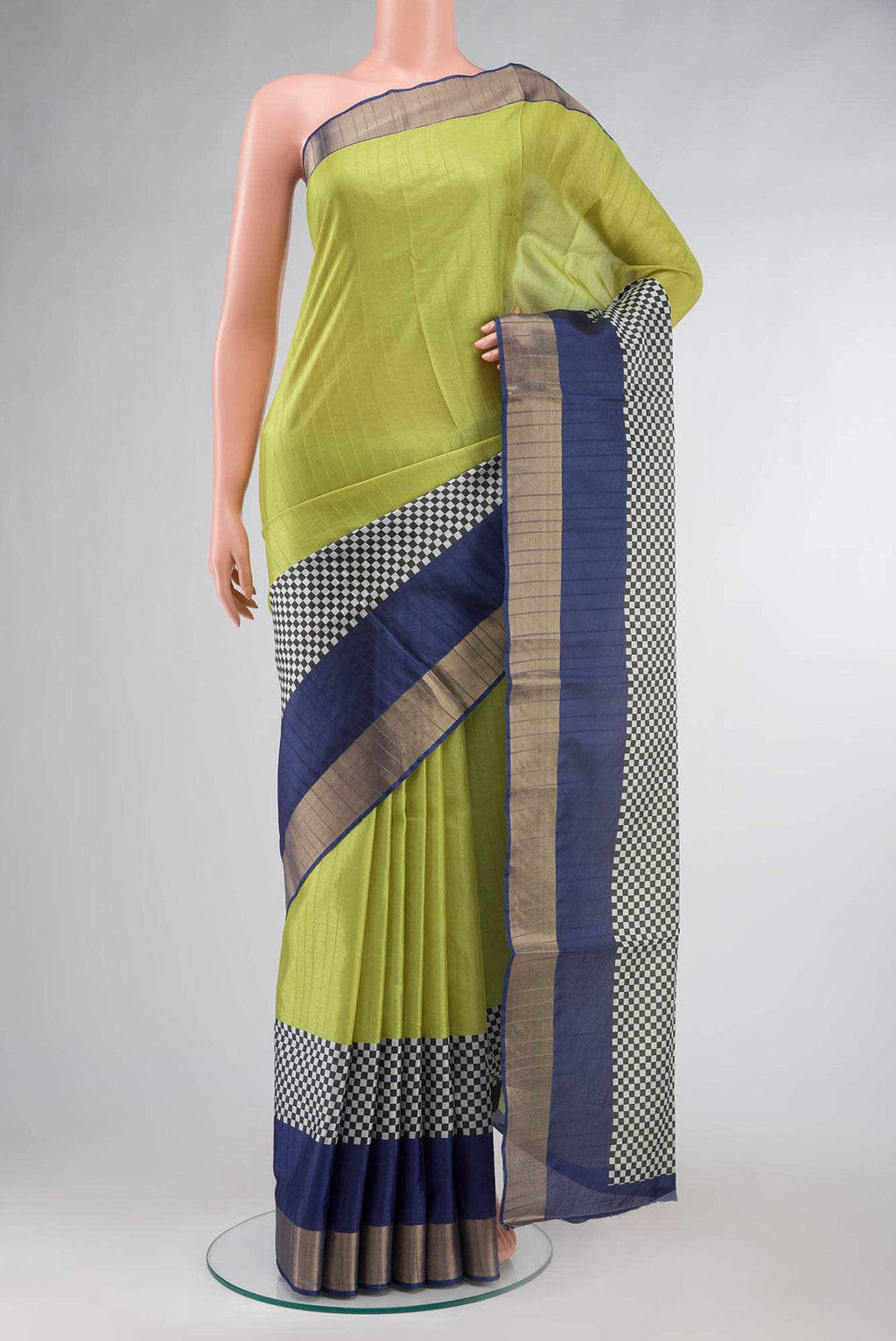 Green Blended Tussar Silk Saree