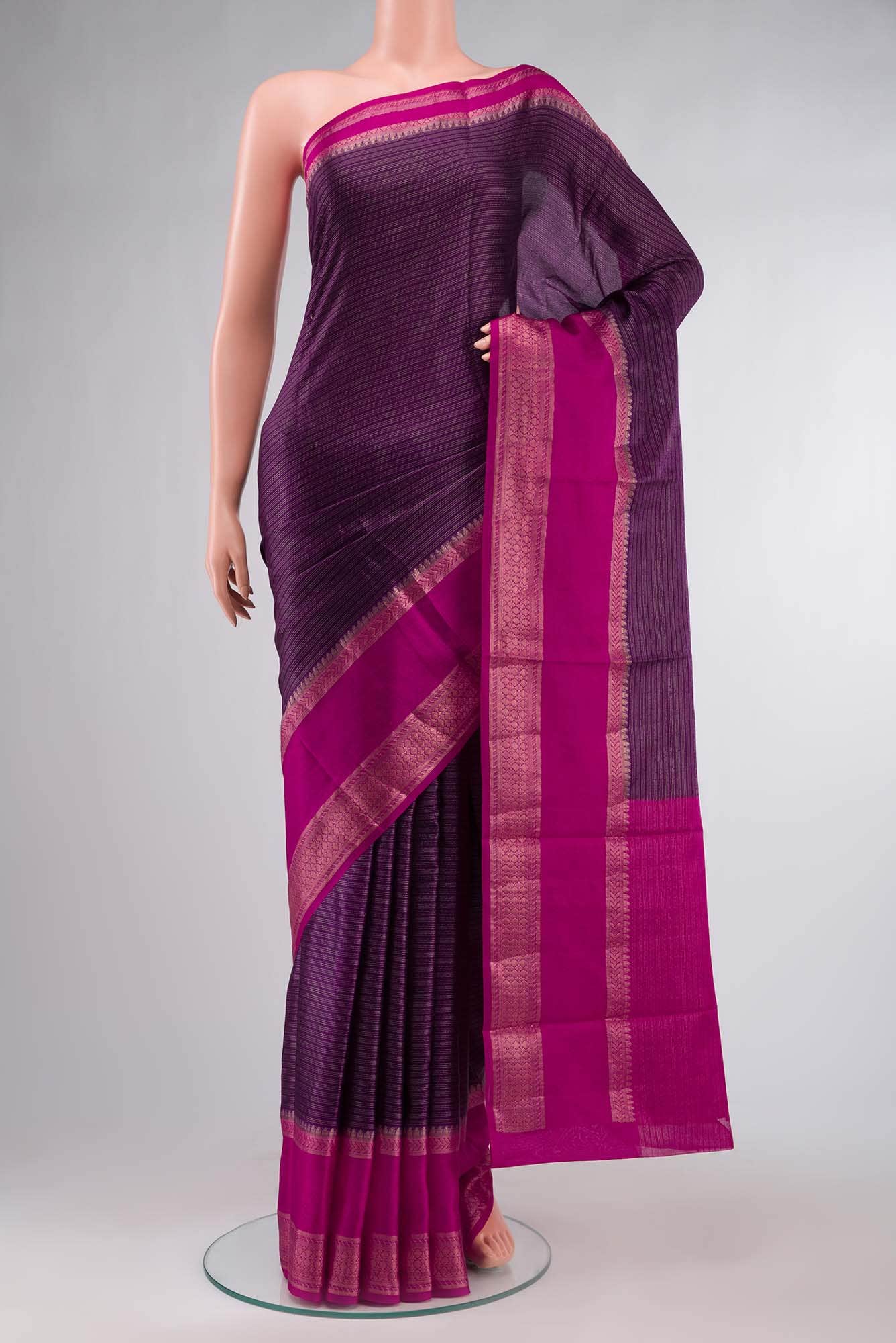 Purple Blended Silk Cotton Saree