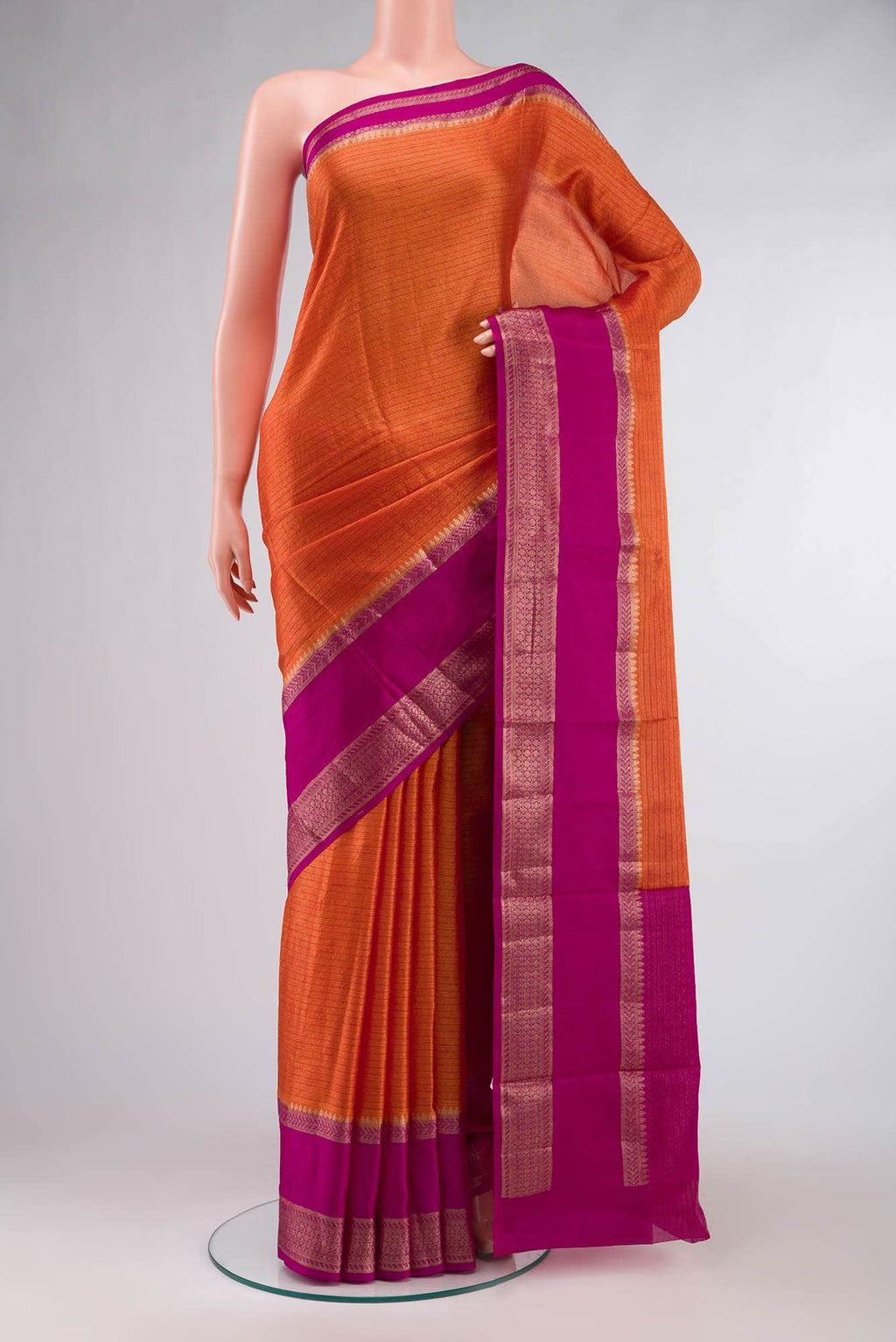 Orange Blended Silk Cotton Saree