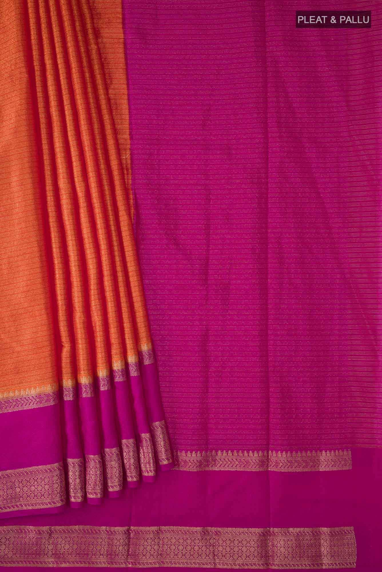 Orange Blended Silk Cotton Saree