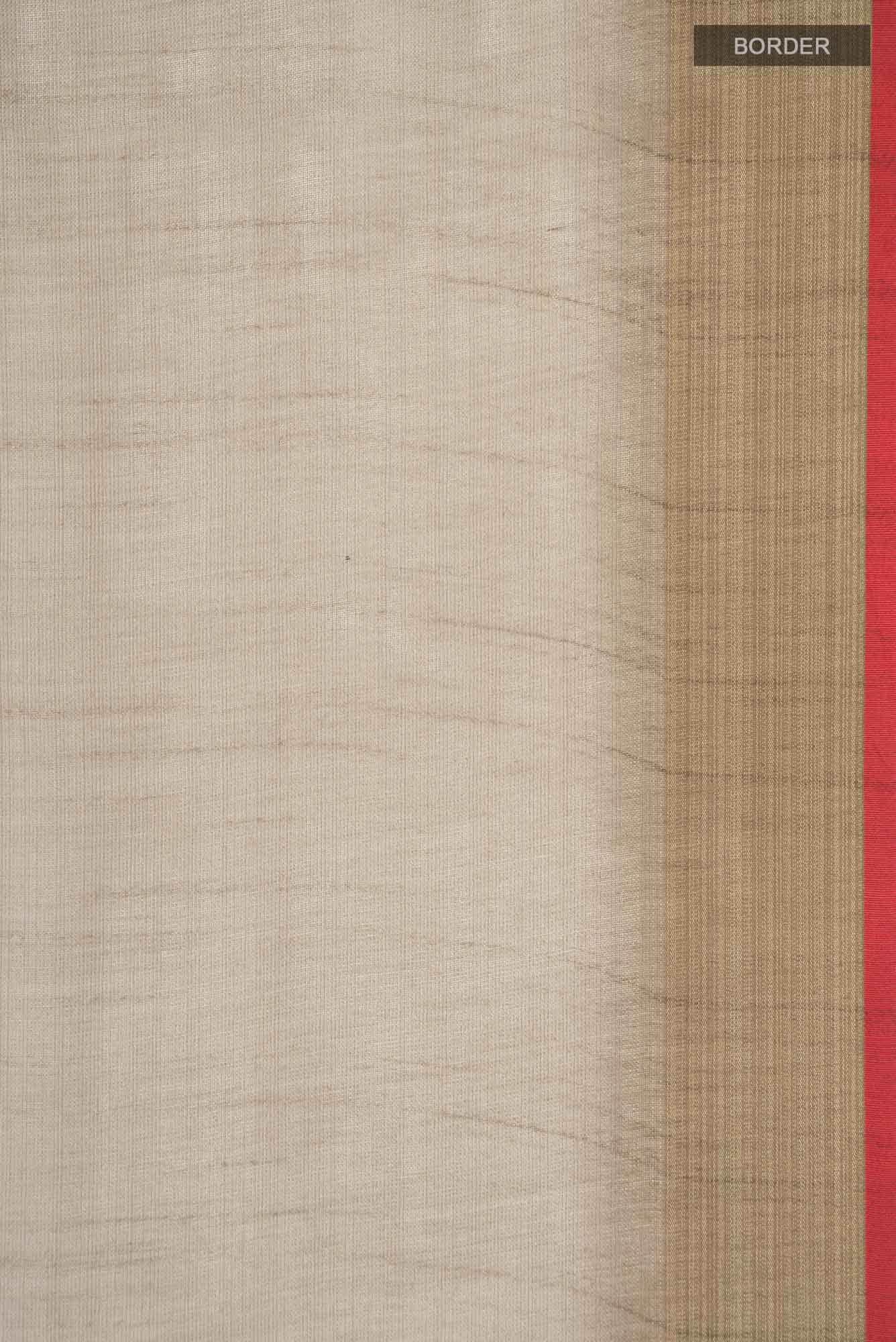 Beige Blended Linen Cotton Saree