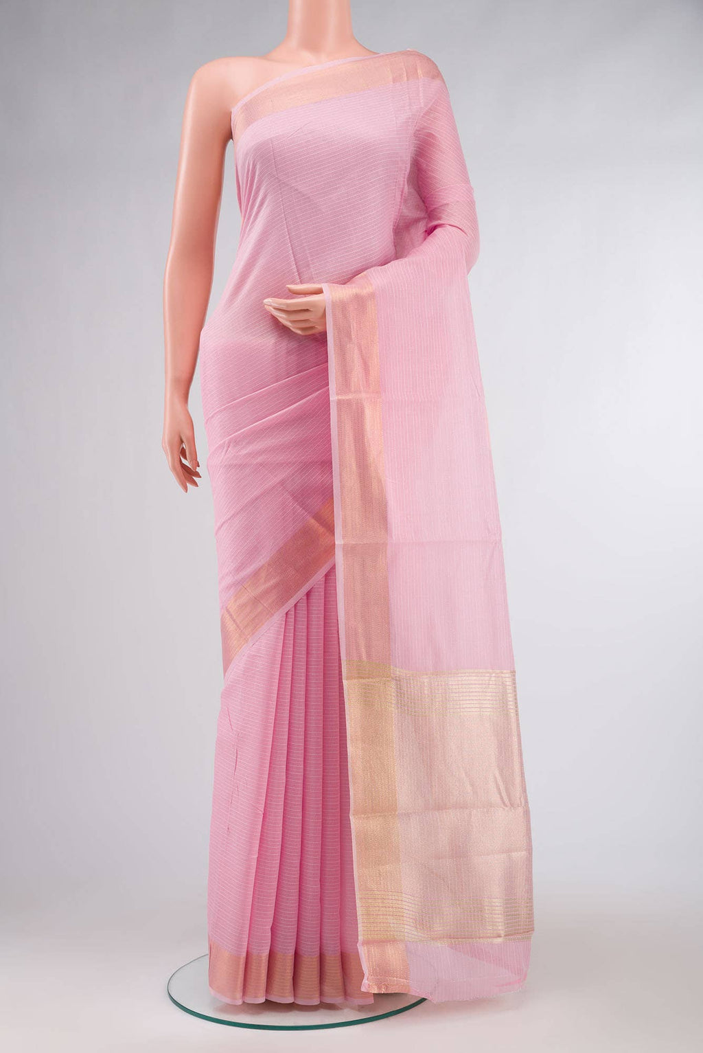 Pink Blended Silk Cotton Saree