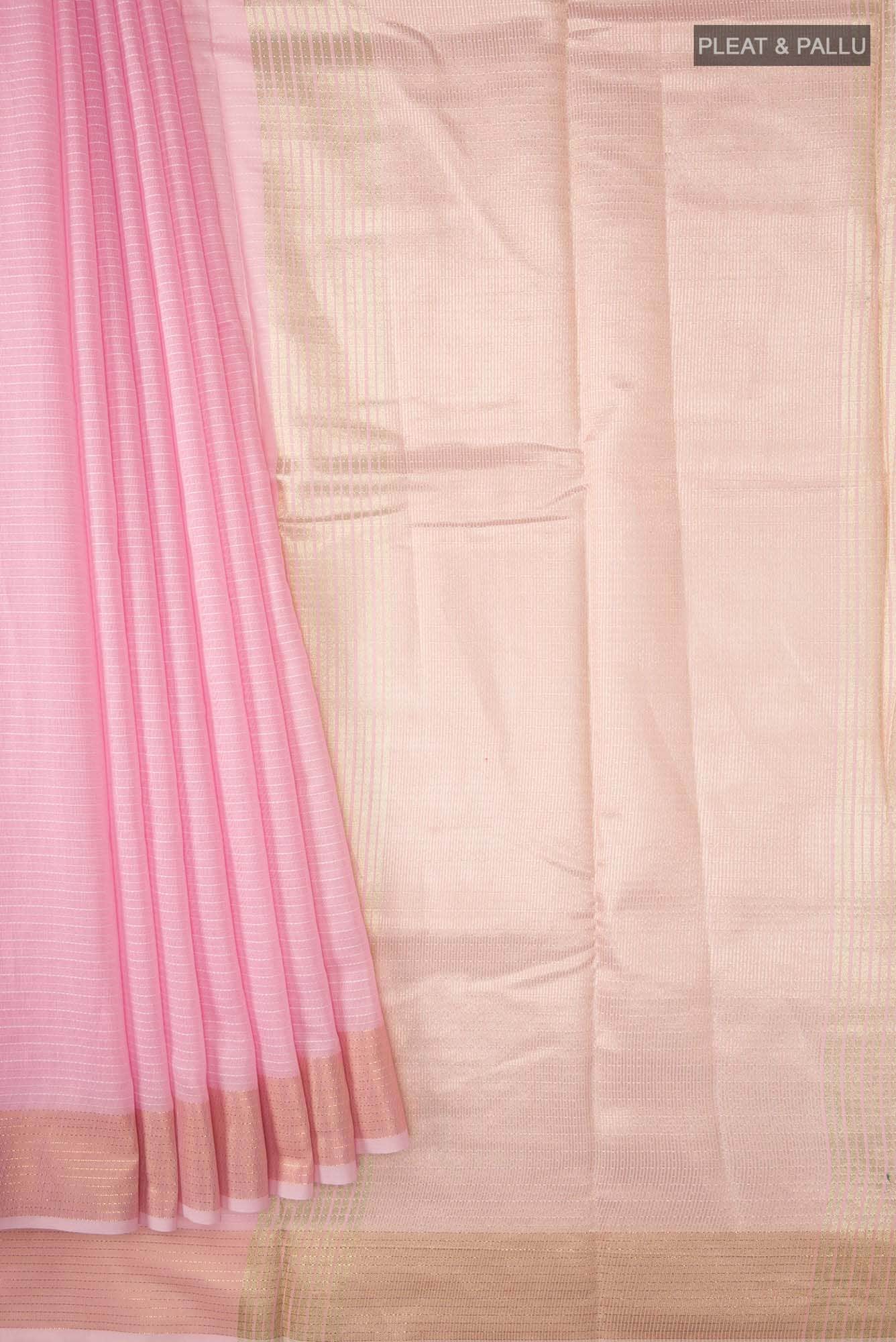 Pink Blended Silk Cotton Saree