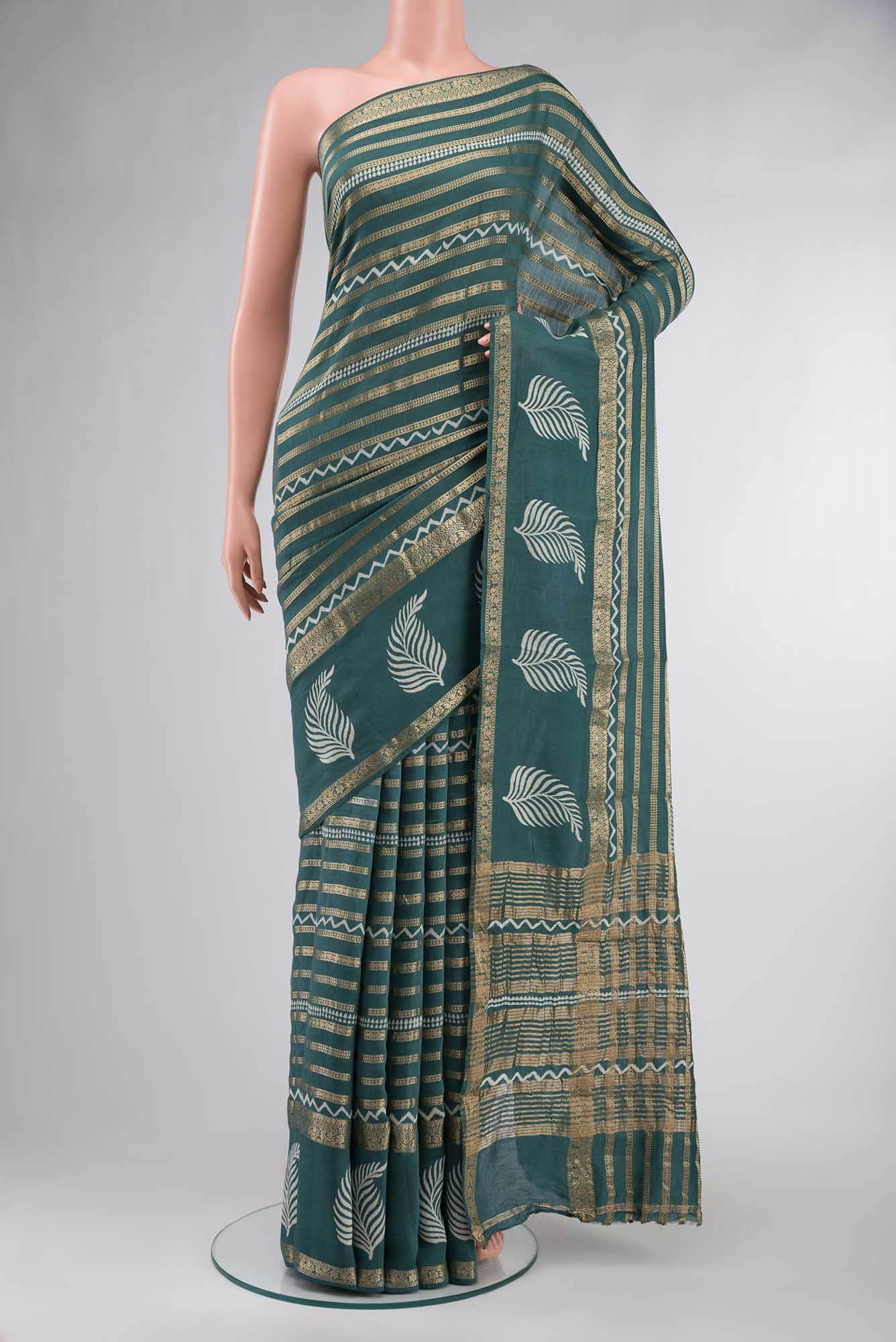 Green Blended Silk Cotton Saree