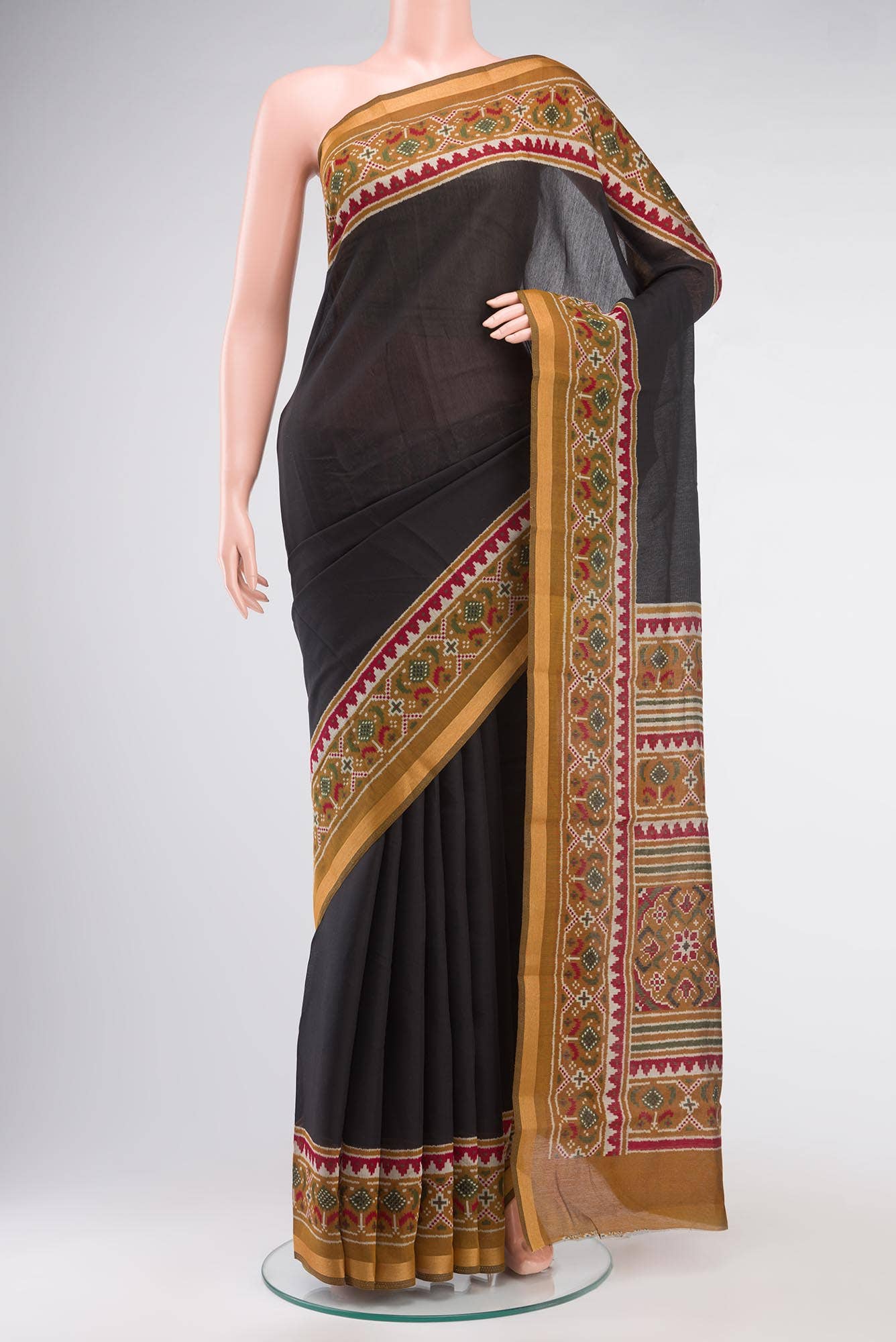 Black Blended Tussar Silk Saree