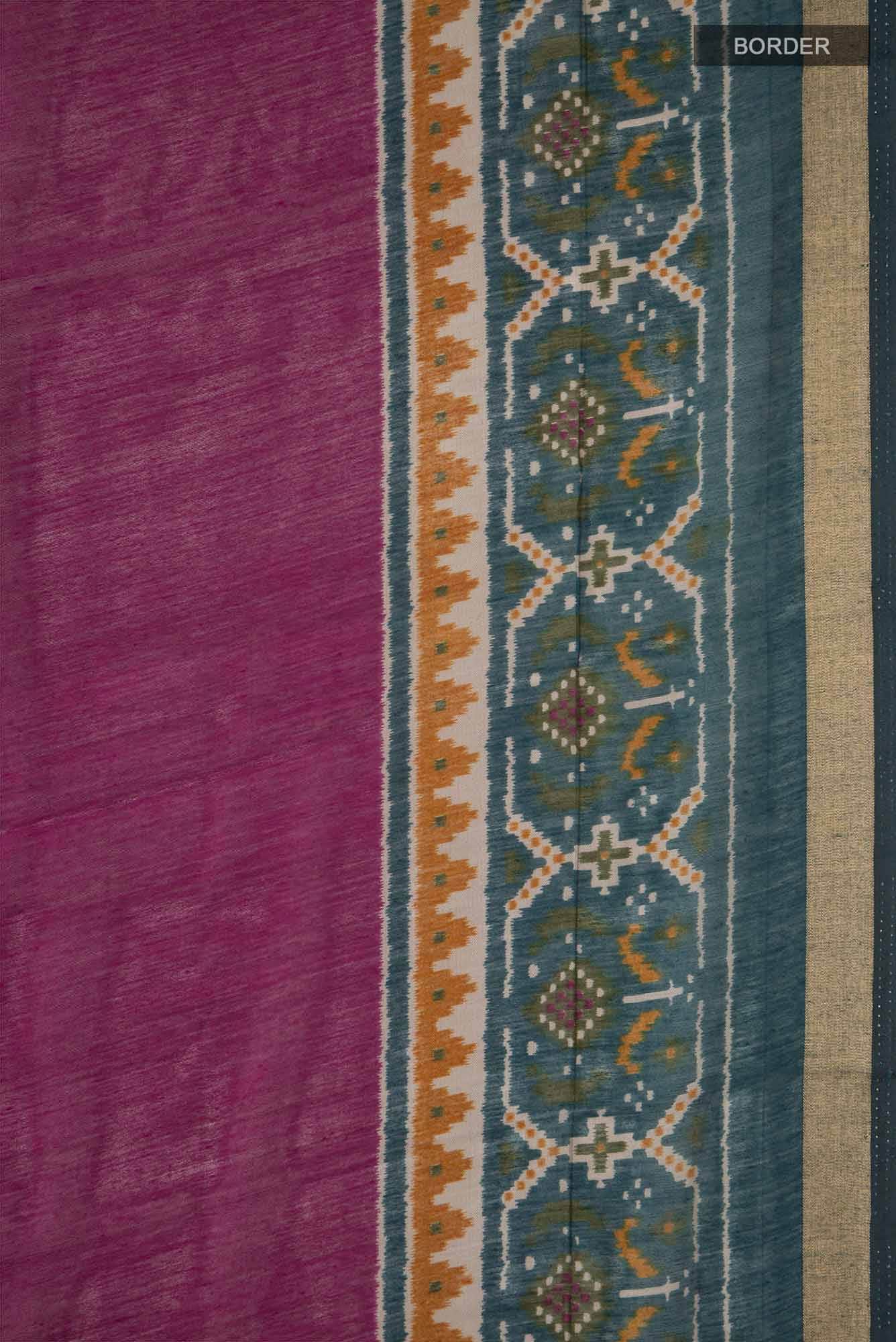 Dark Pink Blended Tussar Silk Saree