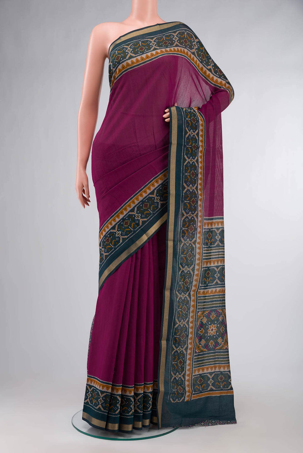 Dark Pink Blended Tussar Silk Saree