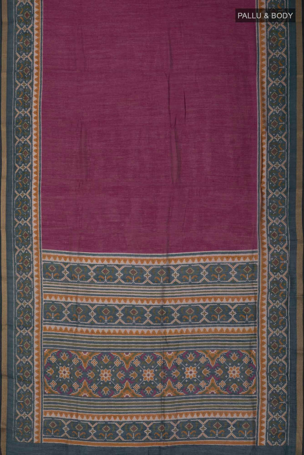 Dark Pink Blended Tussar Silk Saree