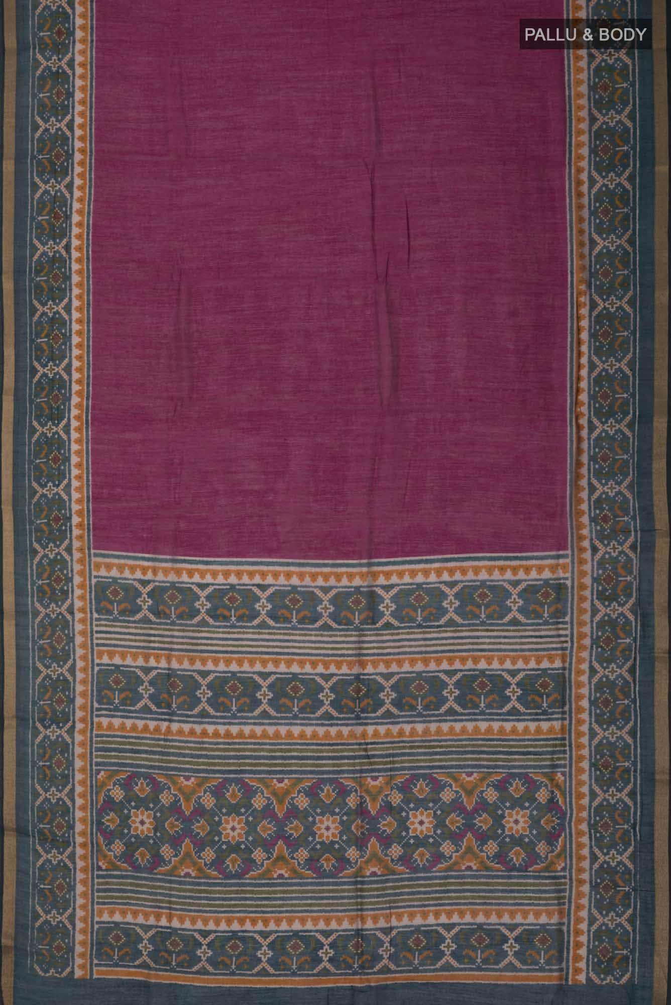 Dark Pink Blended Tussar Silk Saree