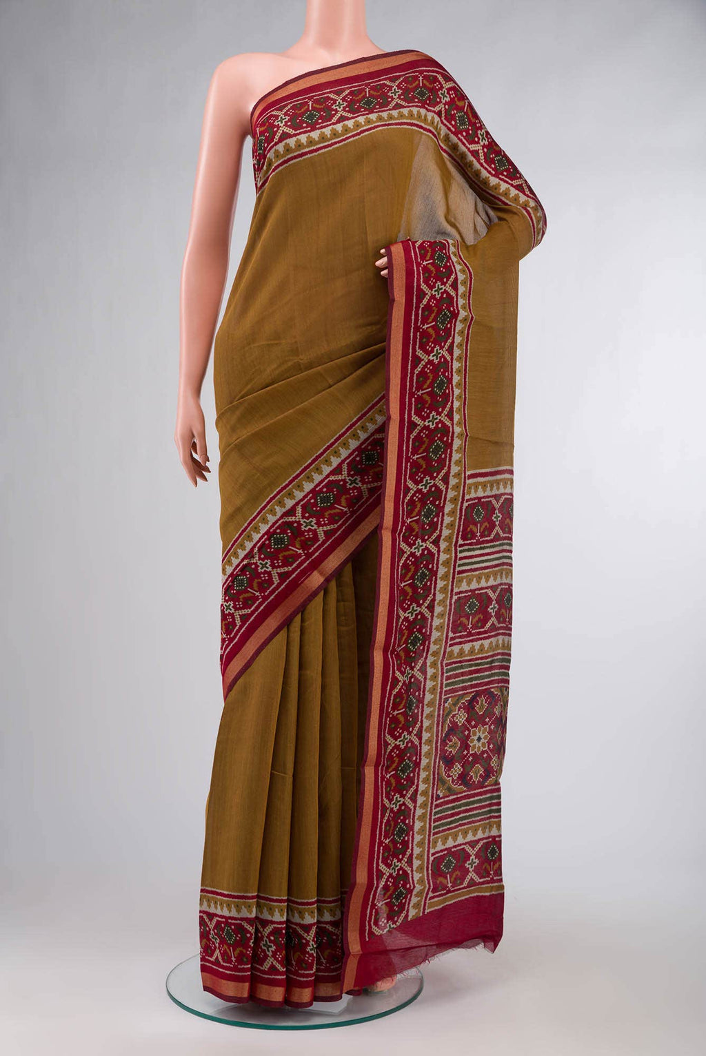 Brown Blended Silk Cotton Saree