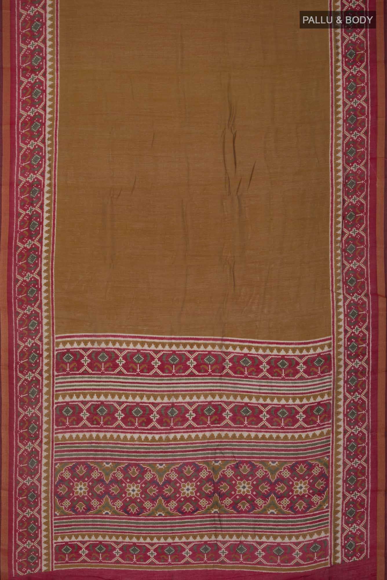 Brown Blended Silk Cotton Saree