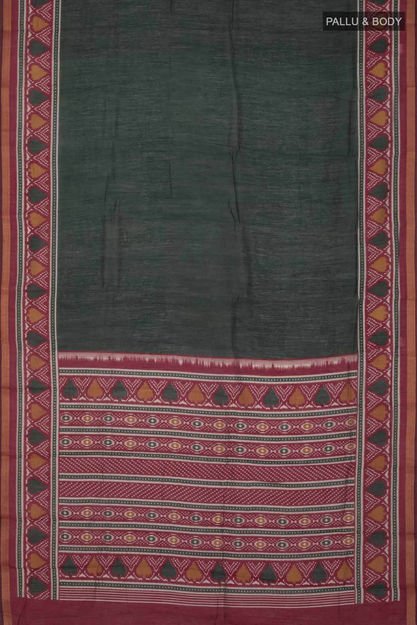 Bottle Green Blended Tussar Silk Saree