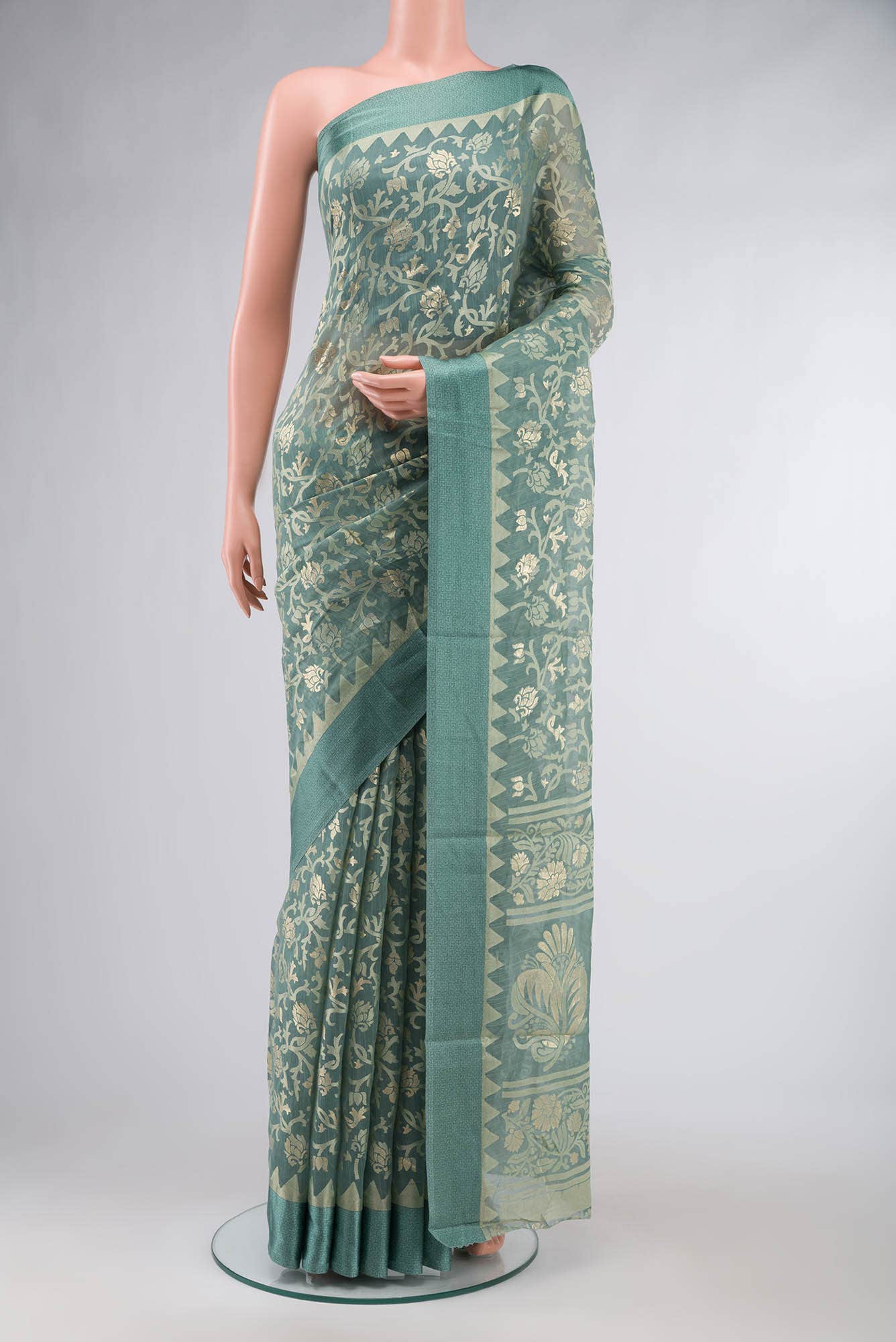 Green Blended Silk Cotton Saree