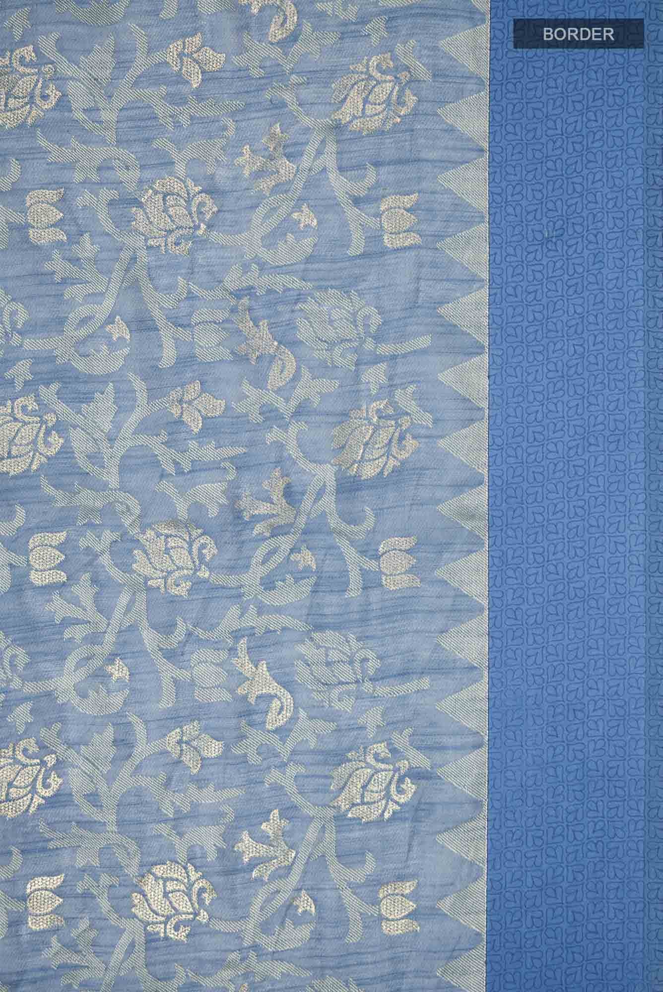 Blue Blended Silk Cotton Saree