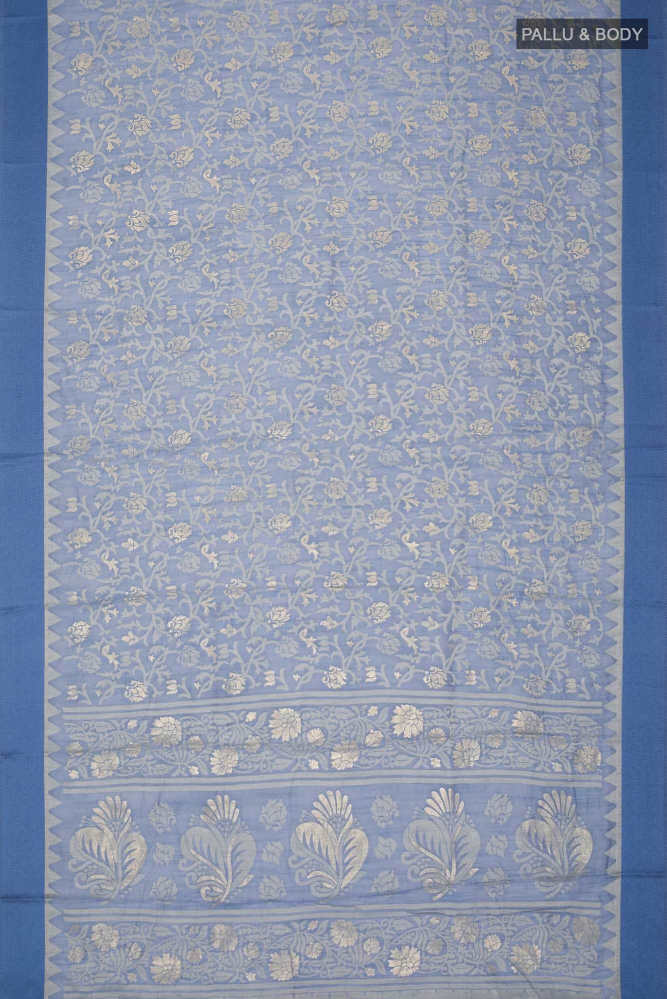 Blue Blended Silk Cotton Saree