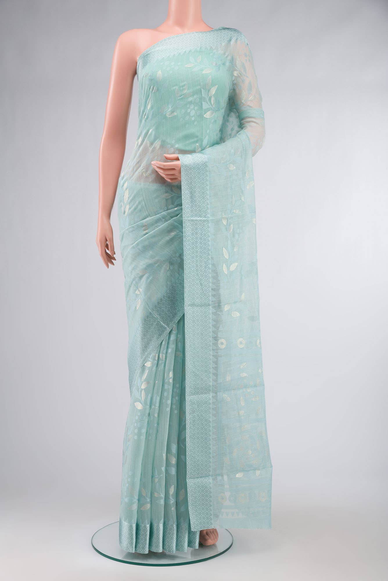 Blue Blended Silk Cotton Saree