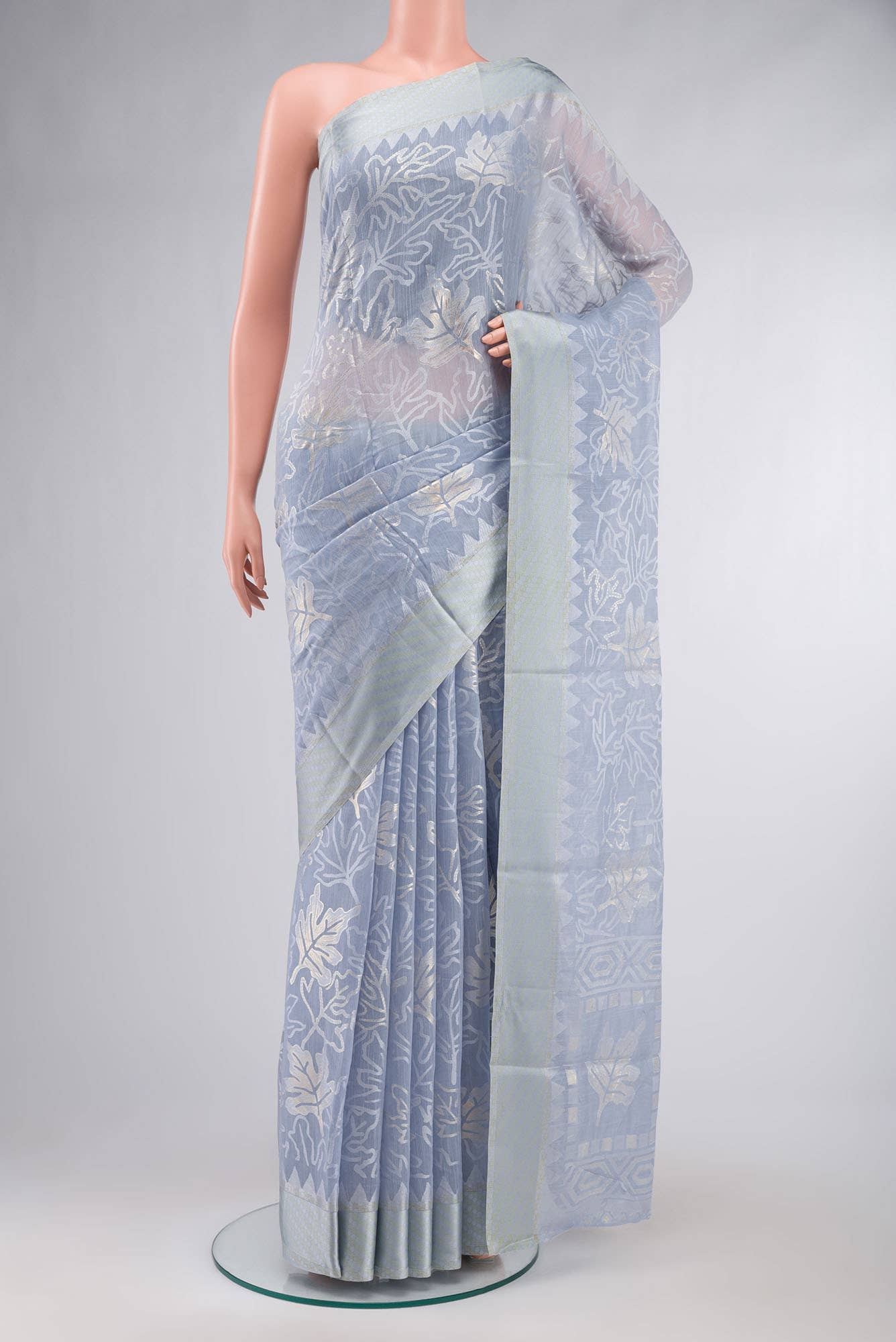 Blue Blended Silk Cotton Saree