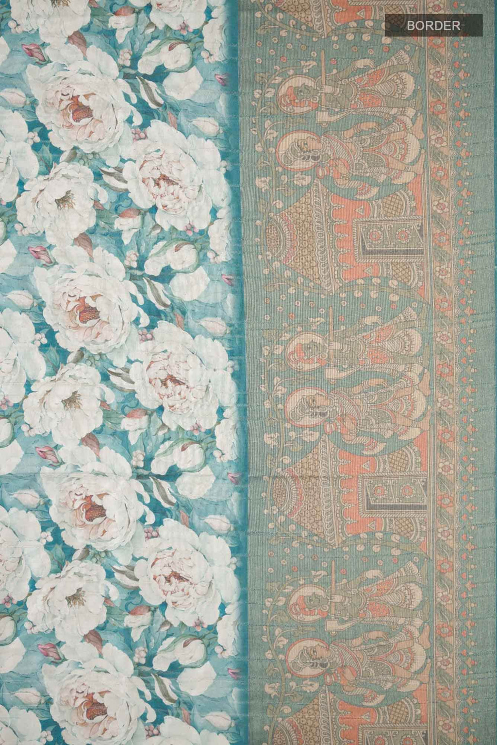 Blue Blended Tussar Silk Saree