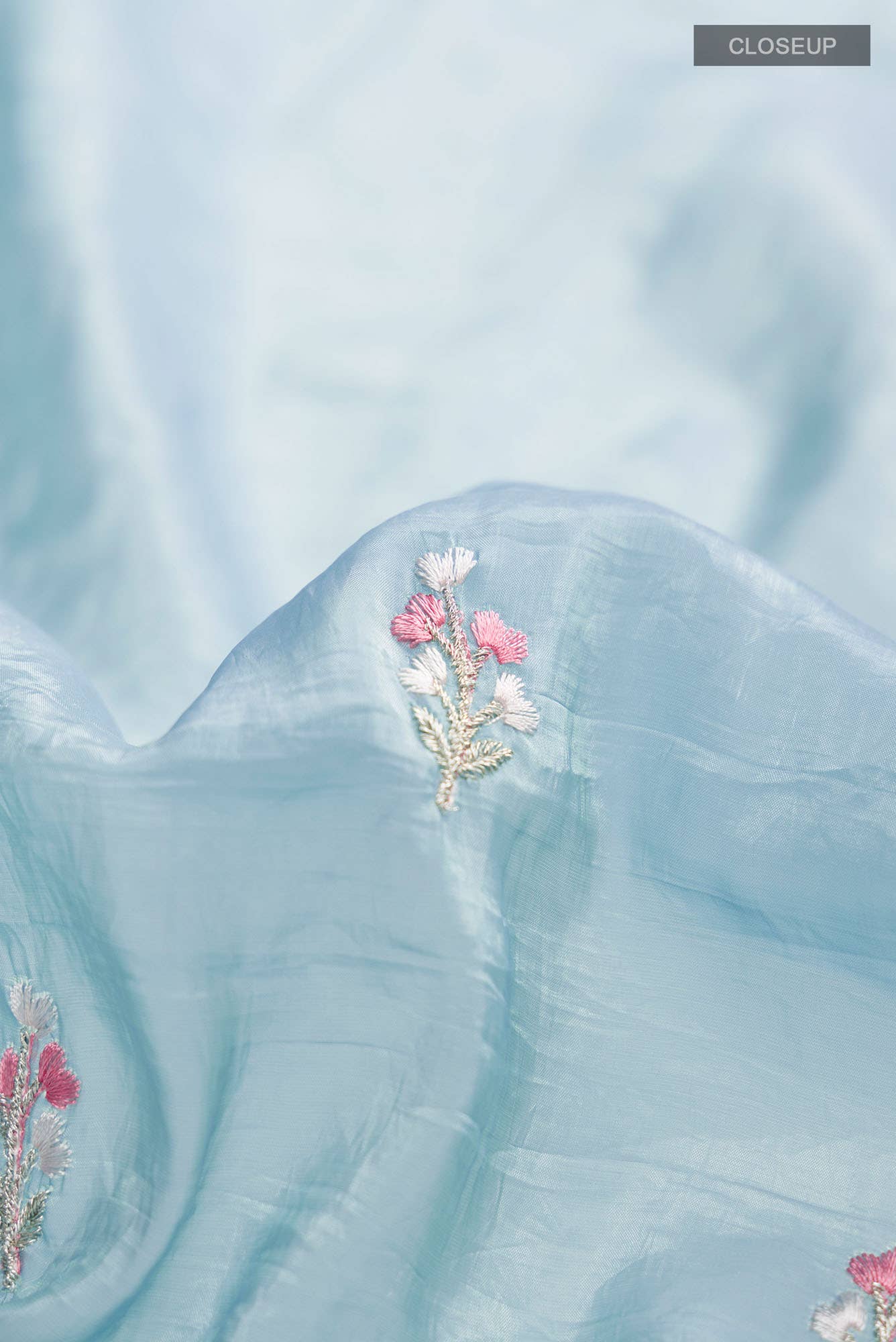 Blue Blended Organza Silk Saree