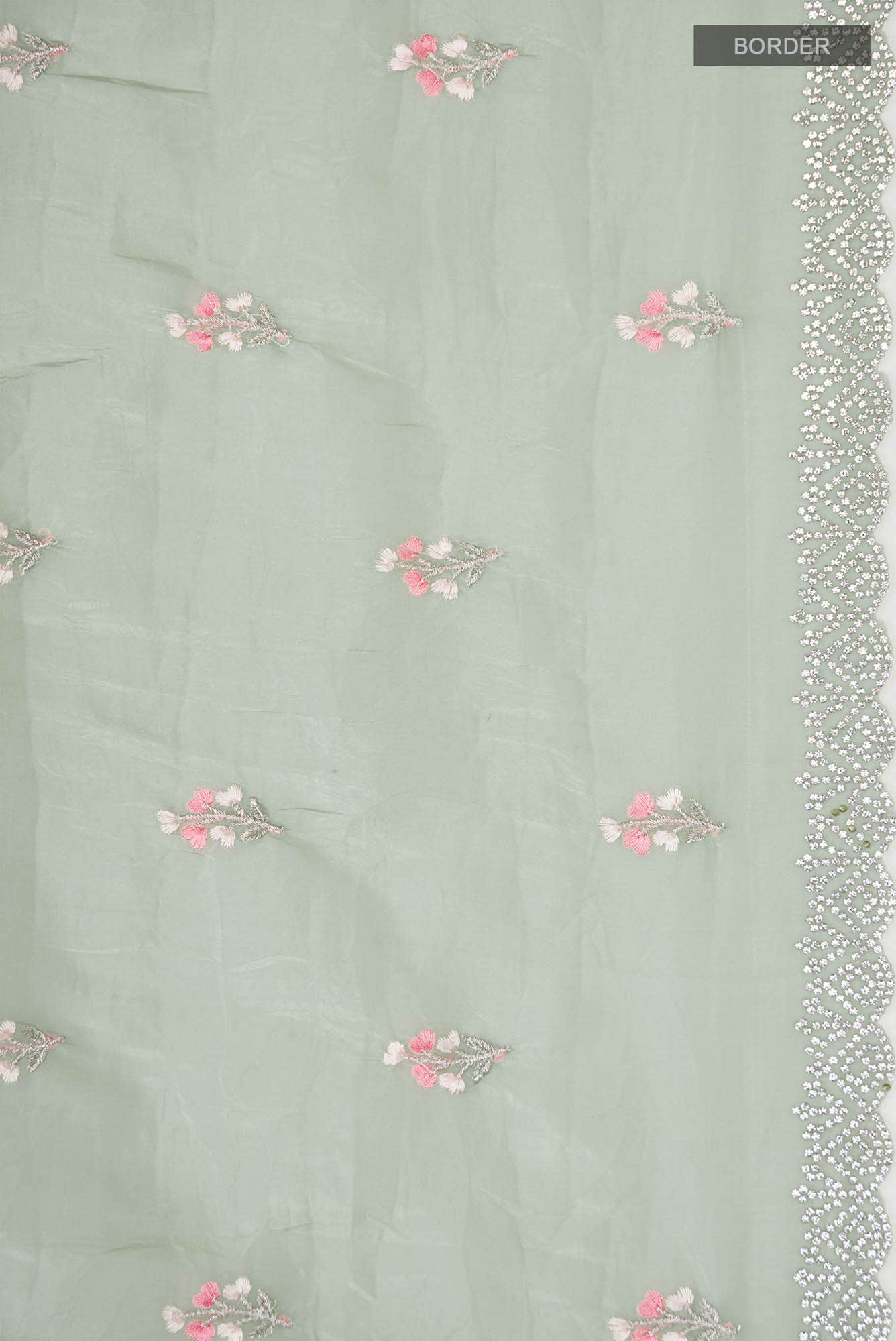 Mint Green Blended Organza Silk Saree