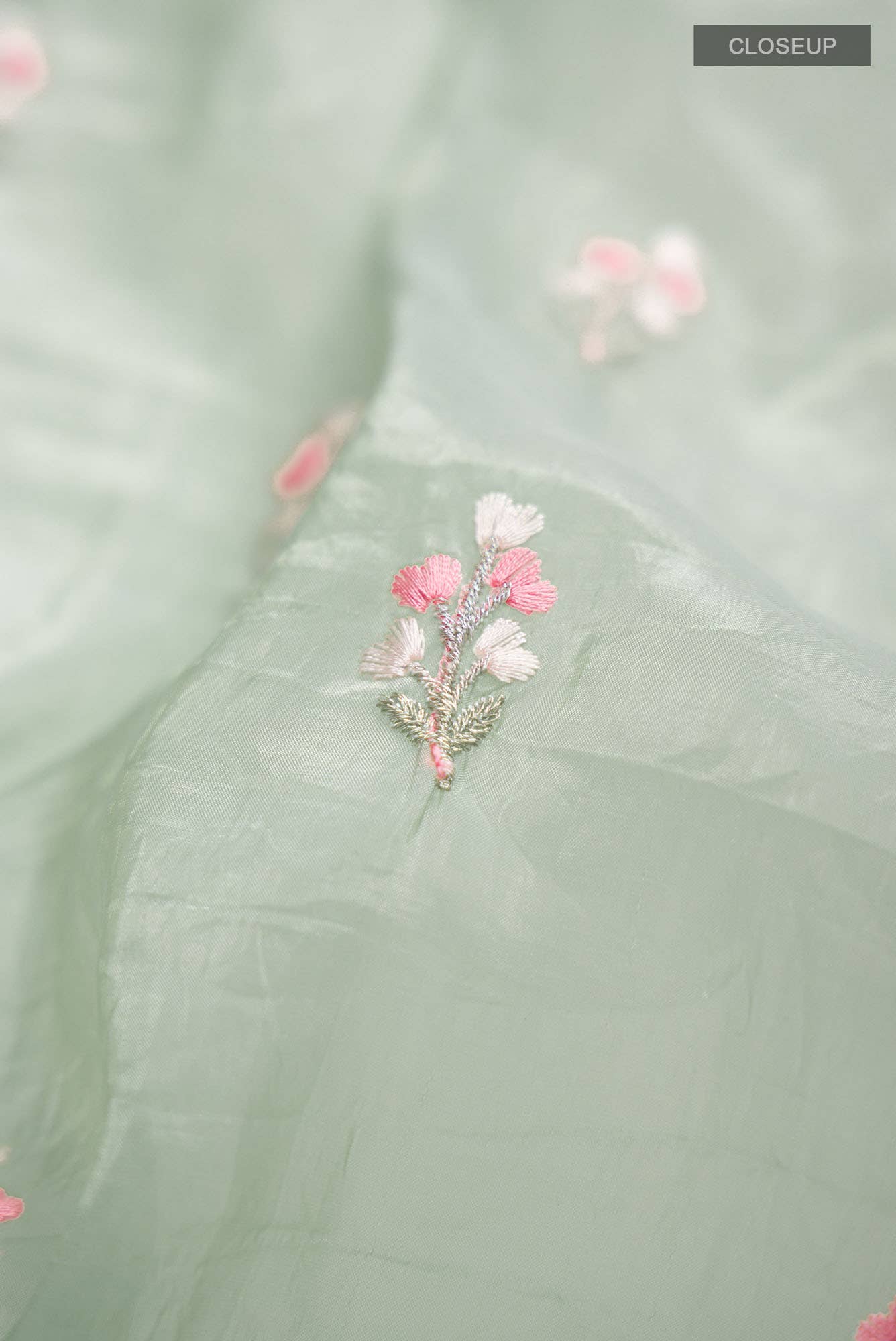 Mint Green Blended Organza Silk Saree