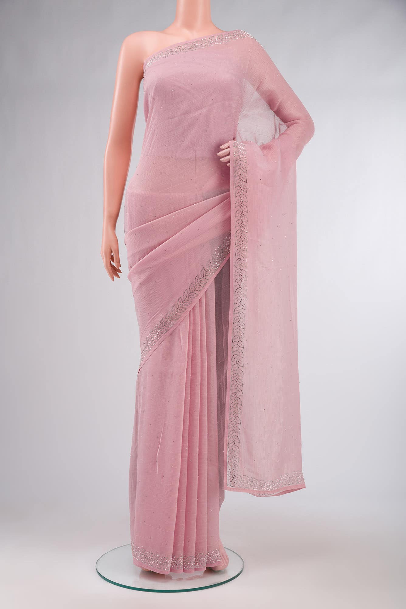Peach Blended Chiffon Saree
