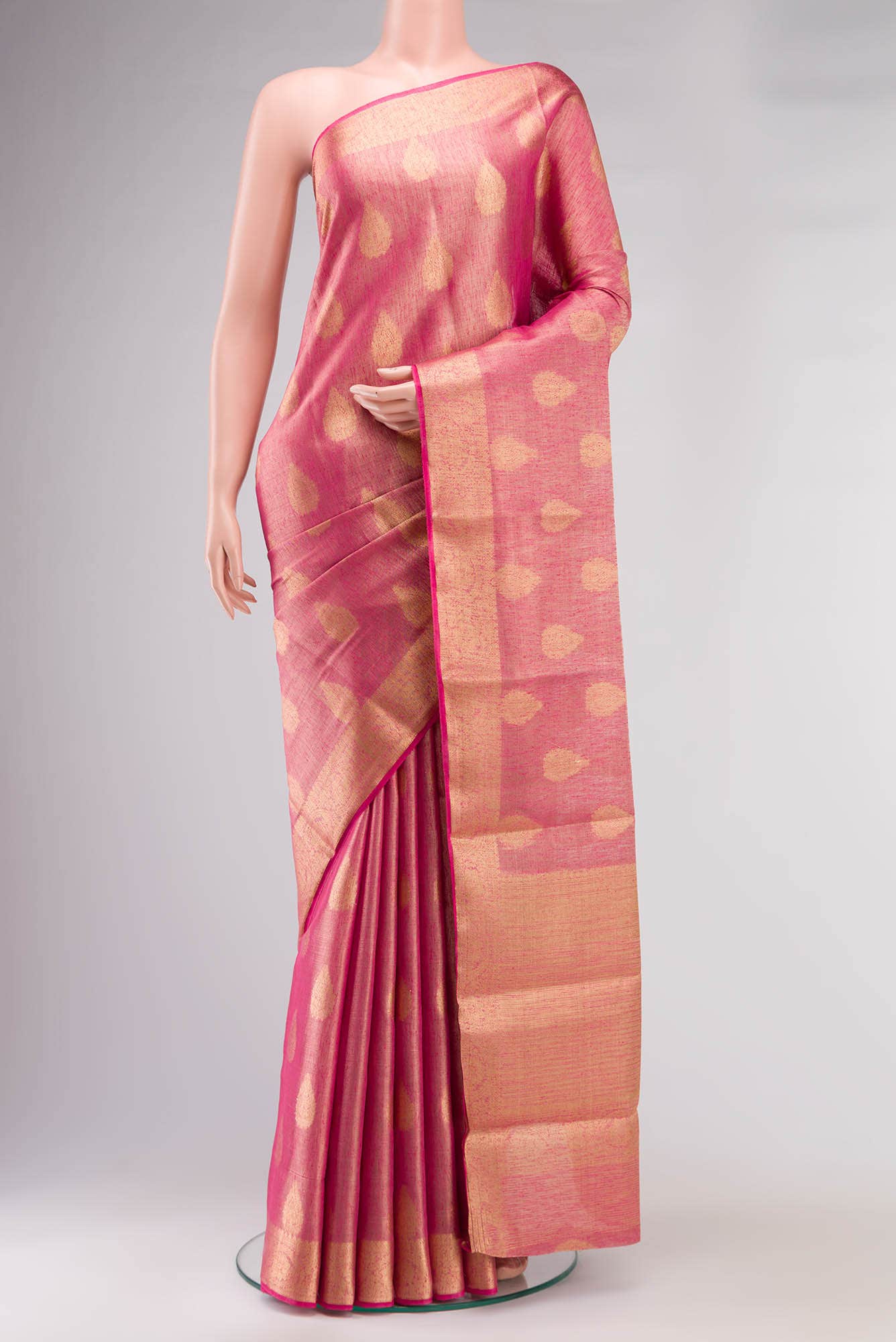 Pink Dual Tone Blended Art Silk Saree