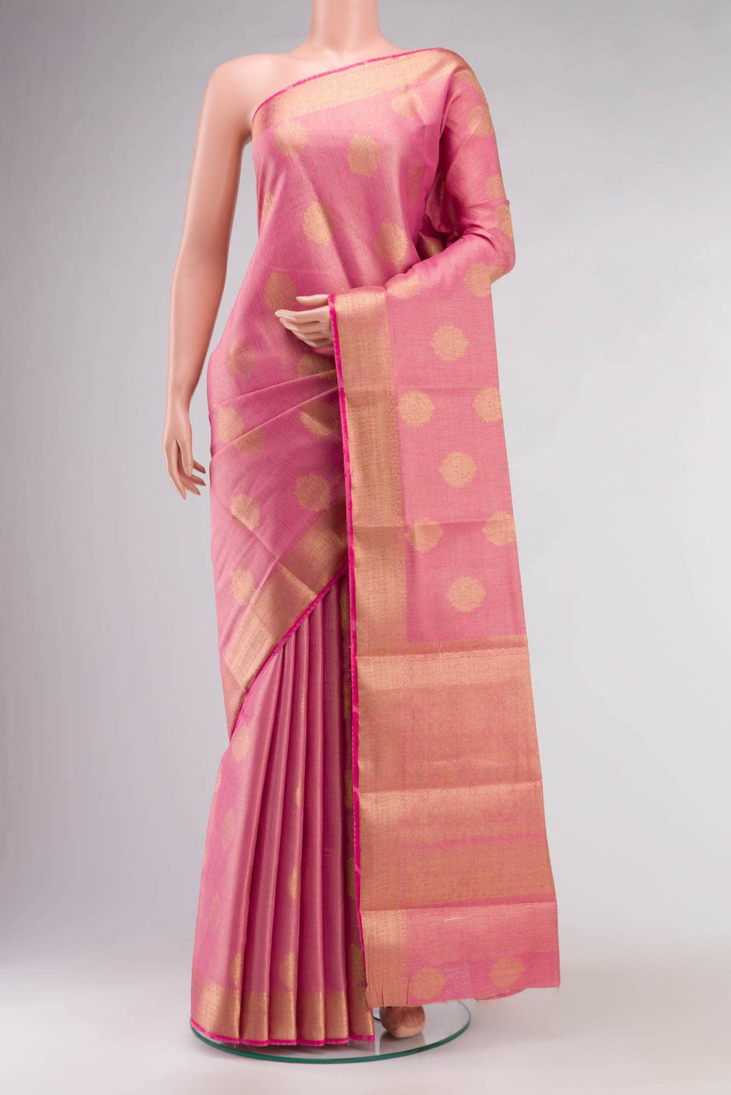 Pink Blended Tussar Silk Saree