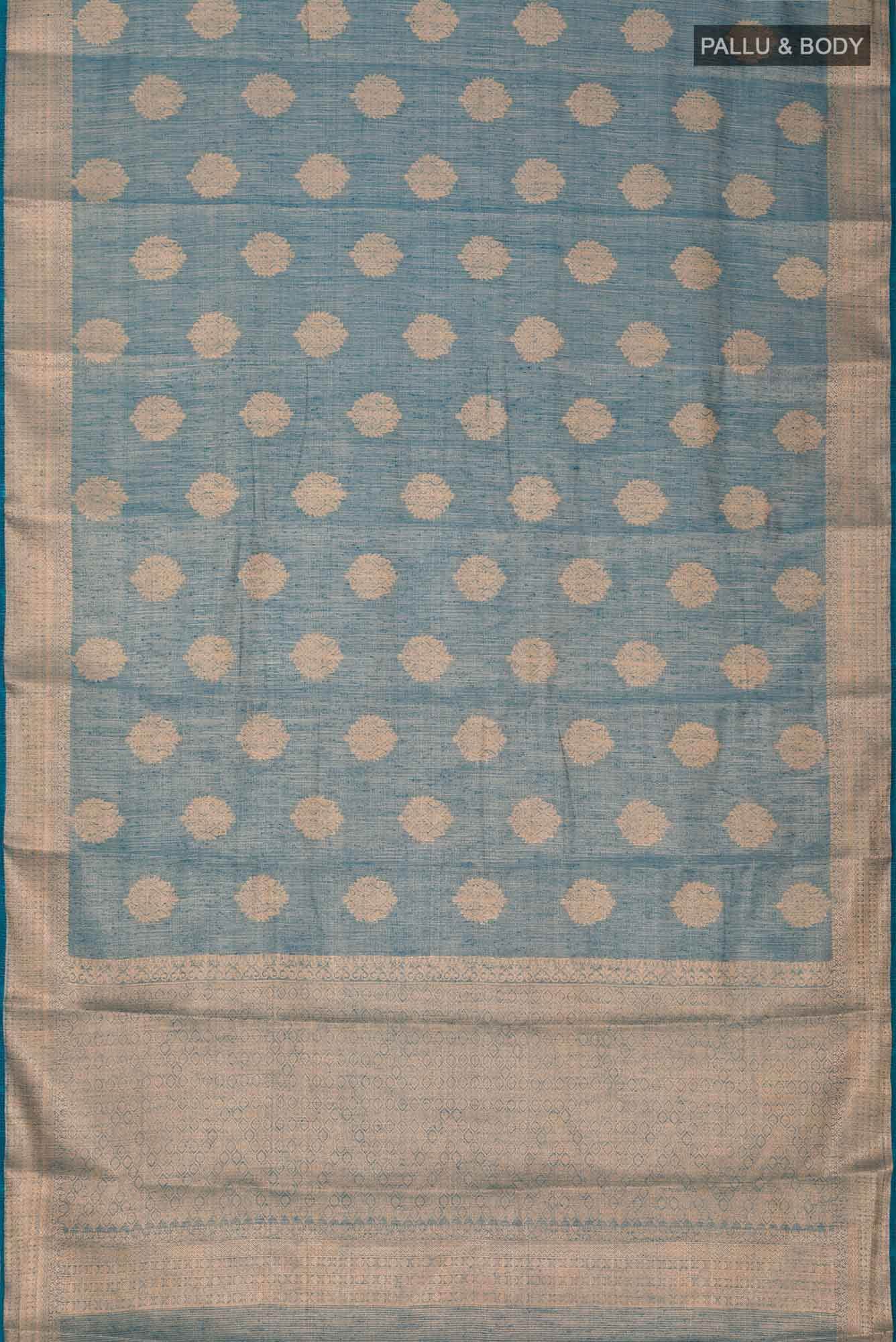 Blue with Gold Dual Tone Blended Art Silk Saree