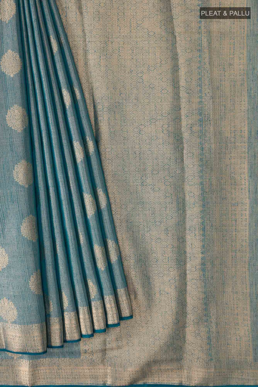 Blue with Gold Dual Tone Blended Art Silk Saree