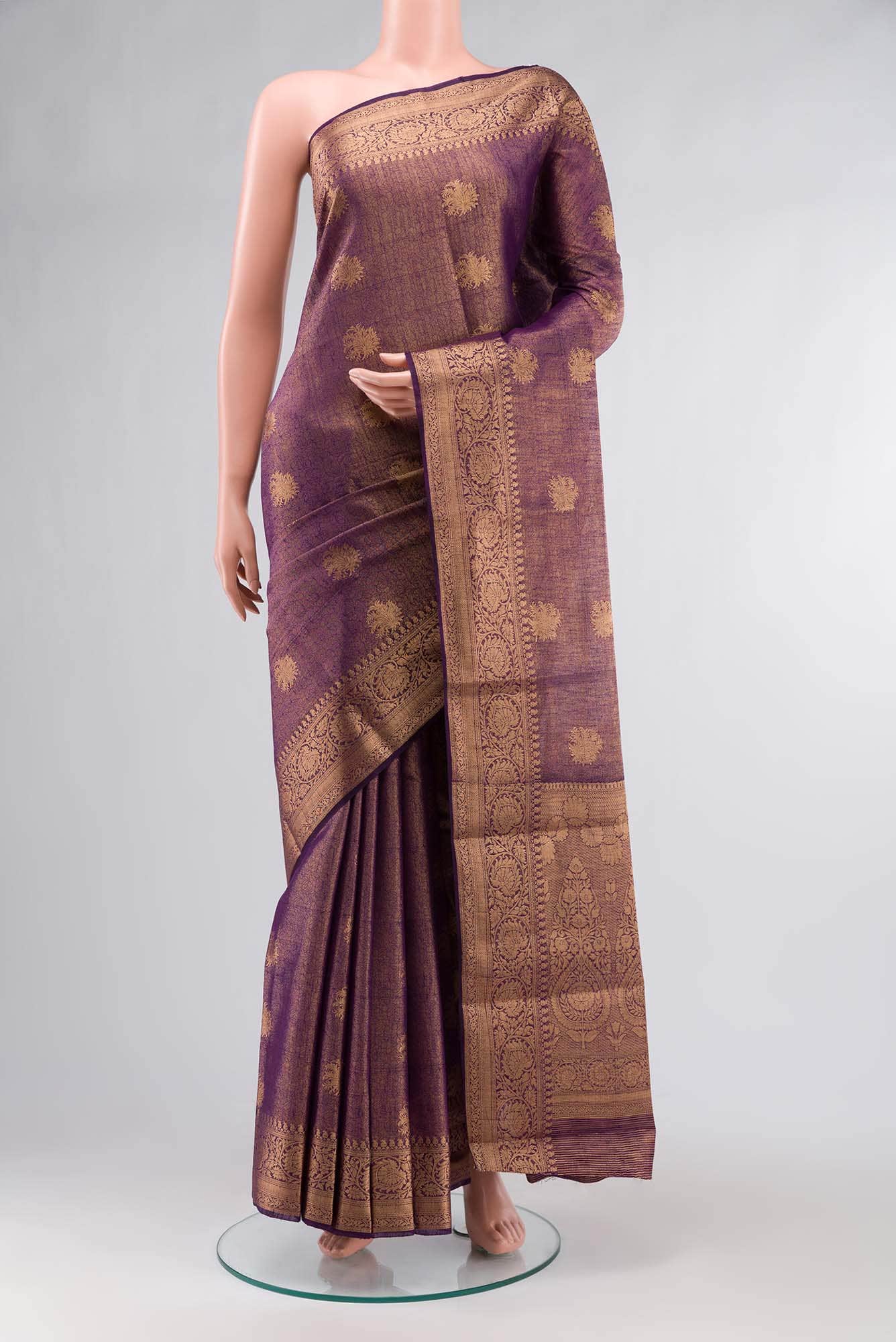 Violet Blended Tussar Silk Saree