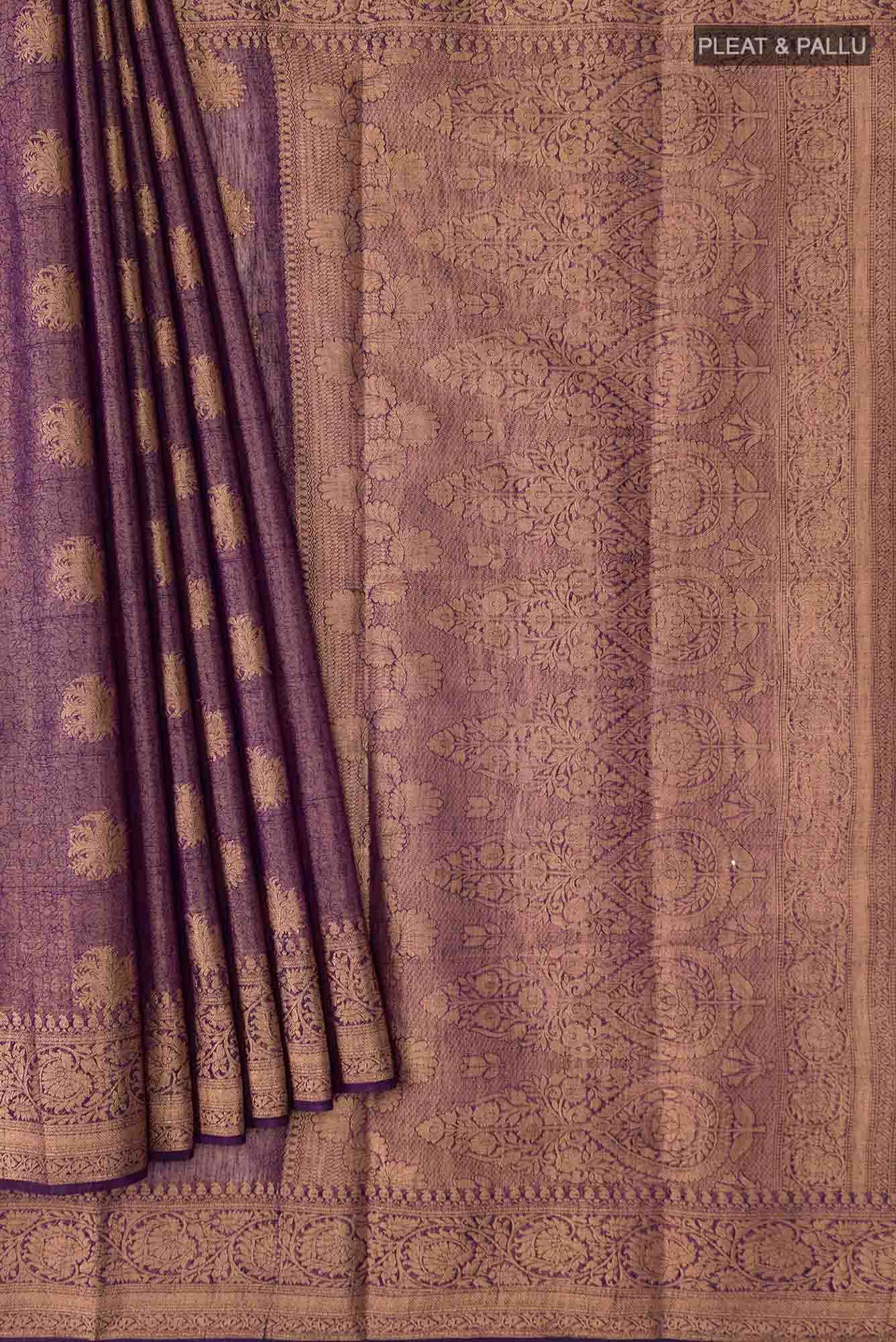 Violet Blended Tussar Silk Saree