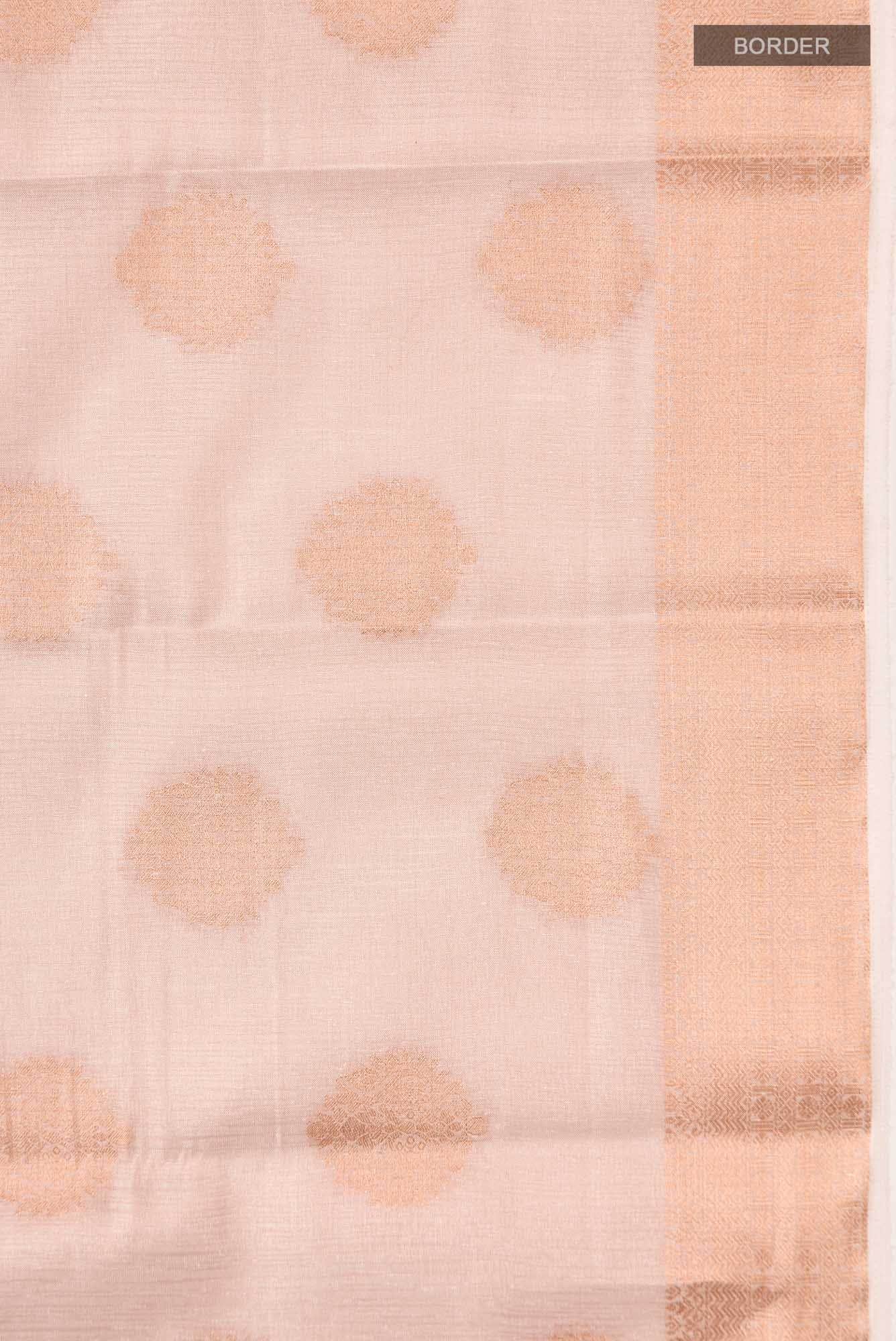 Cream with Gold Dual Tone Blended Art Silk Saree